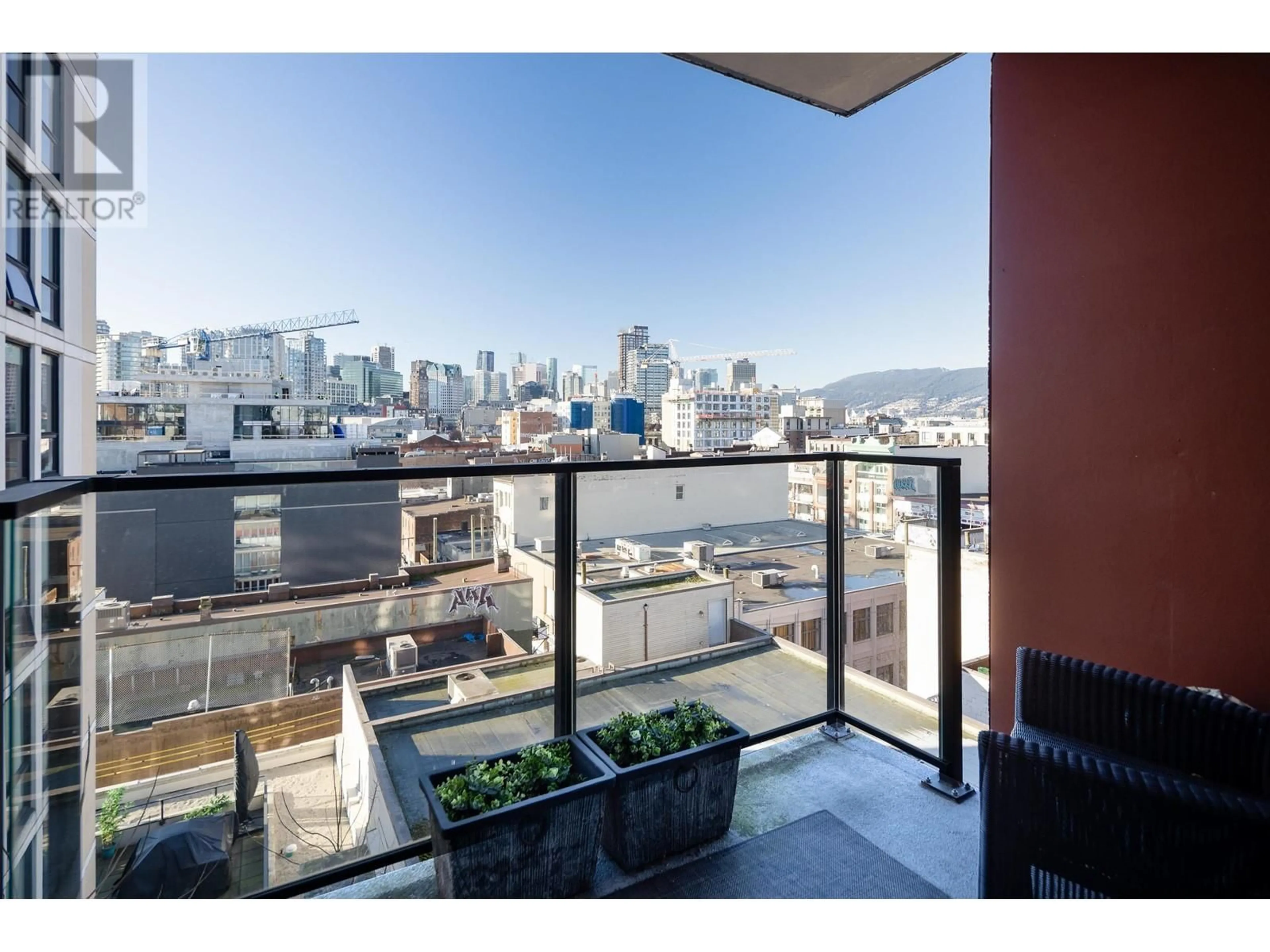 Balcony in the apartment, city buildings view from balcony for 808 - 189 KEEFER STREET, Vancouver British Columbia V6A0C8