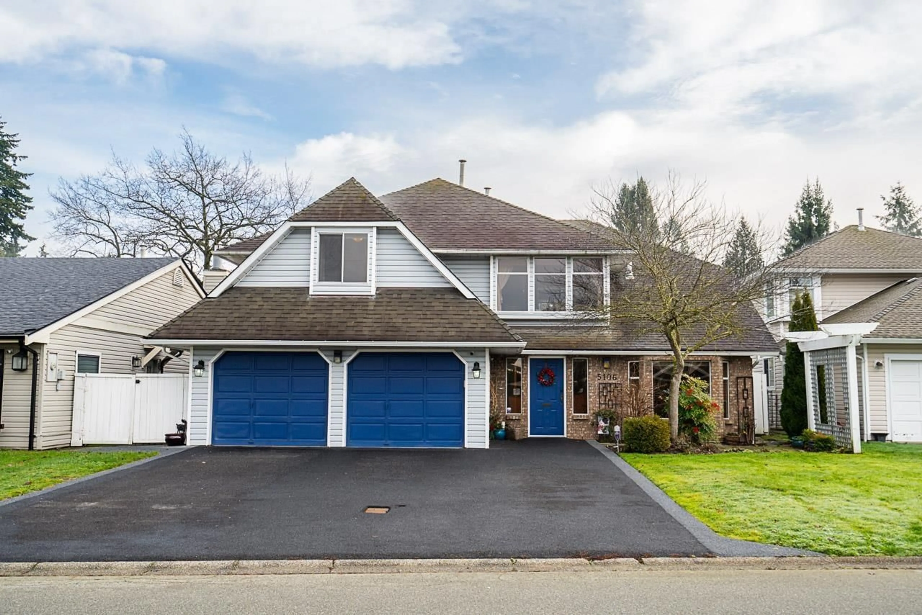 Home with vinyl exterior material, street for 5106 209A STREET, Langley British Columbia V3A7K8