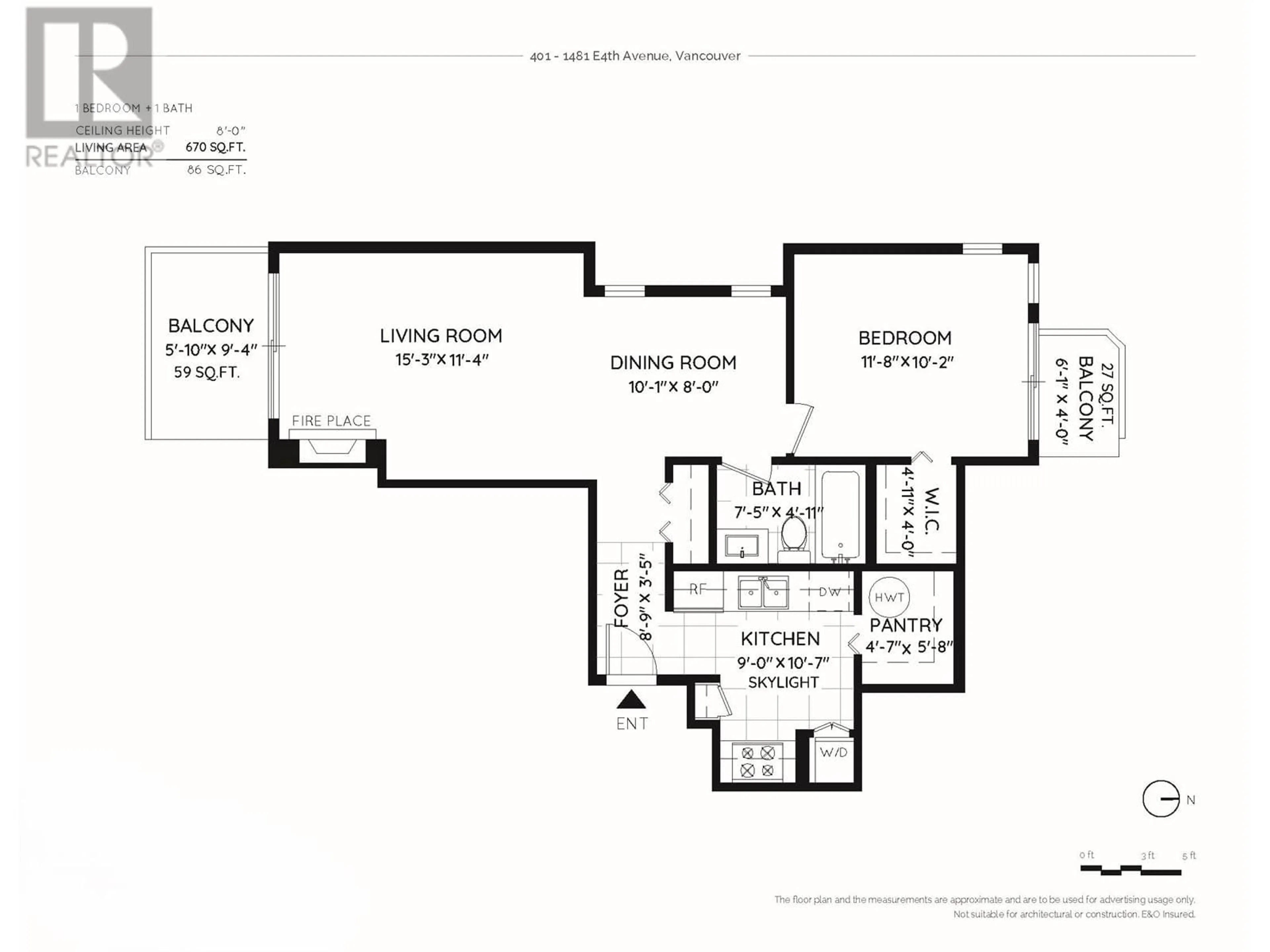 Floor plan for 401 1481 E 4TH AVENUE, Vancouver British Columbia V5N1J6