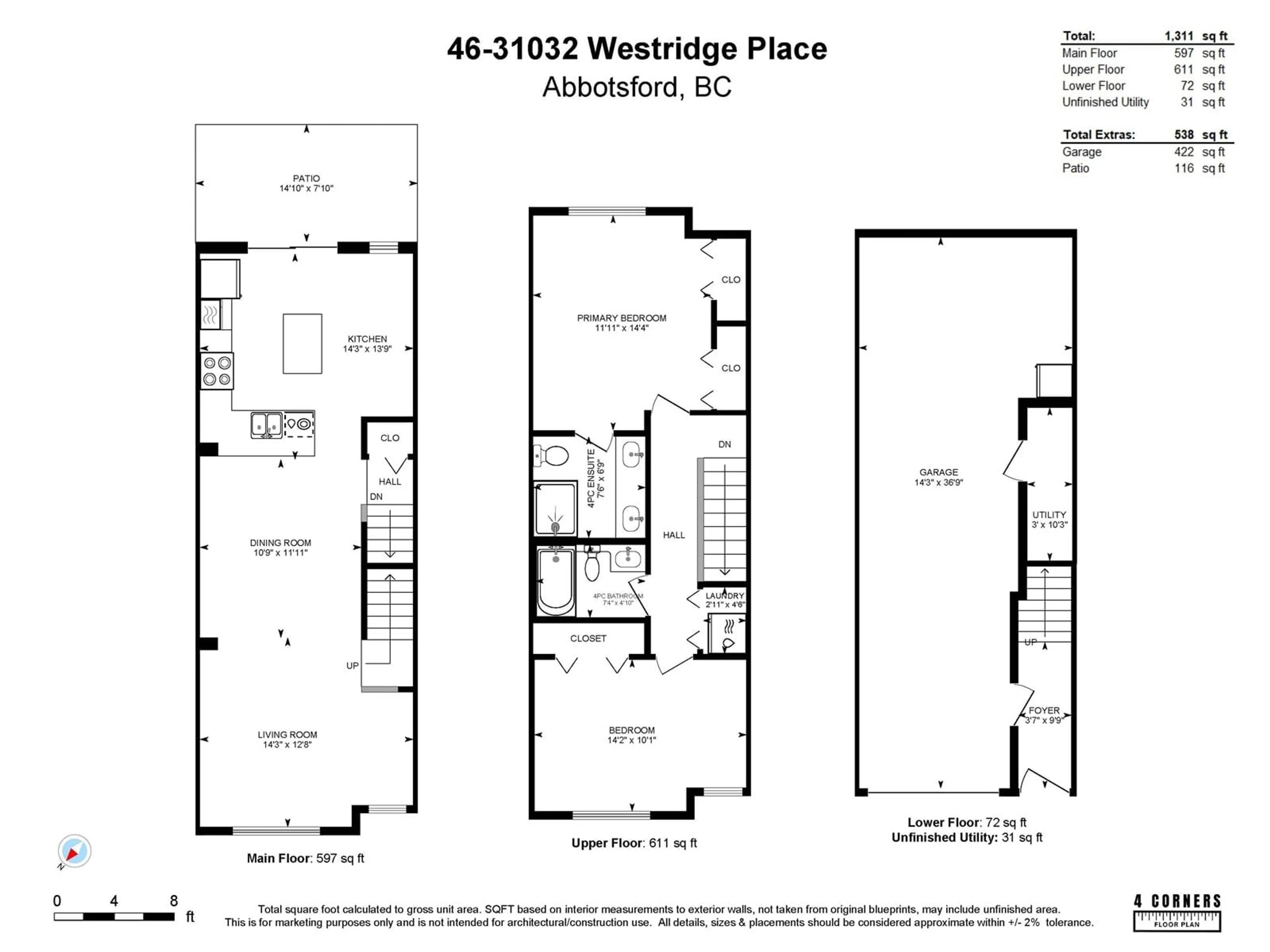 Floor plan for 46 31032 WESTRIDGE PLACE, Abbotsford British Columbia V2T0C6