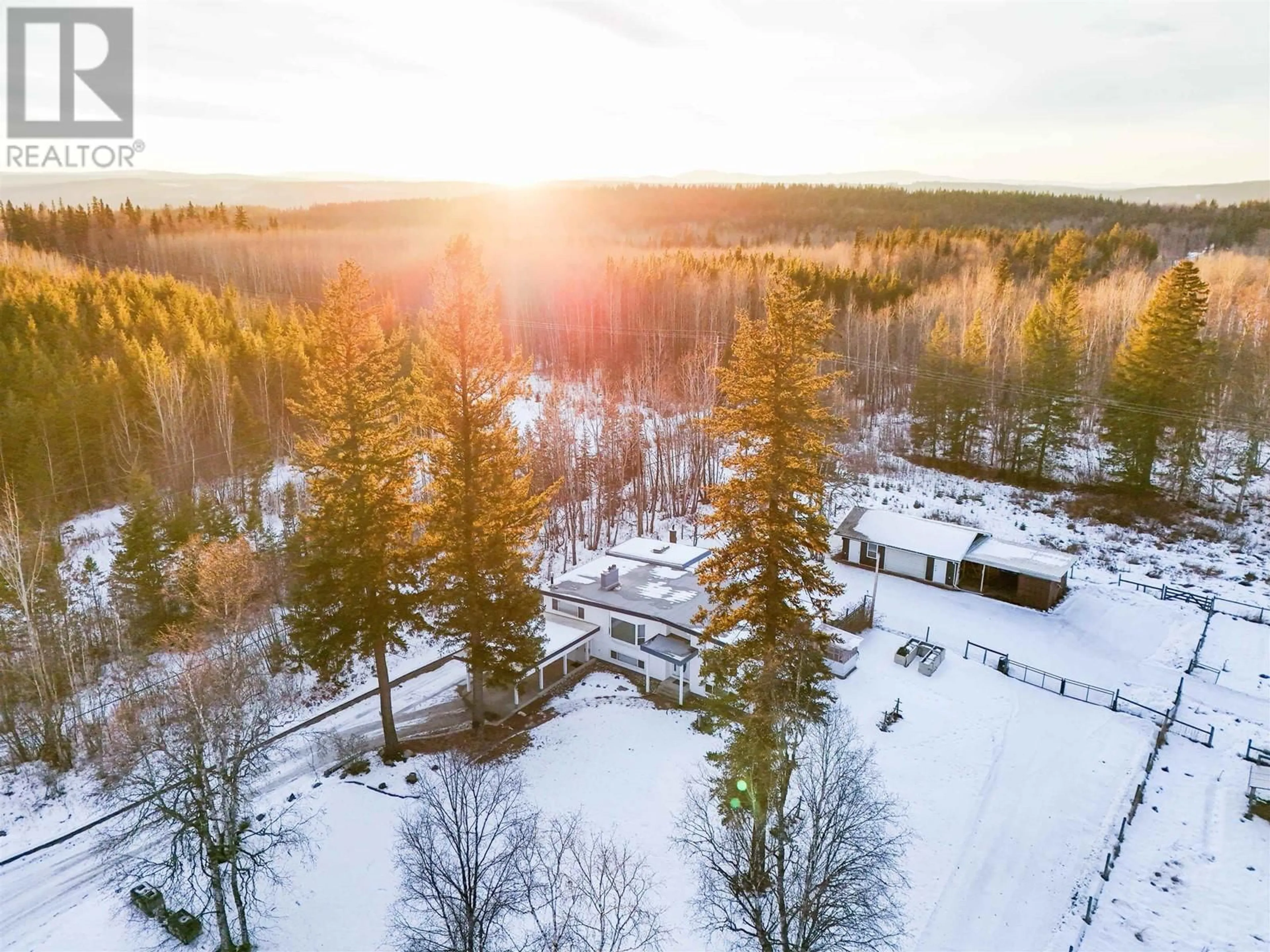 A pic from outside/outdoor area/front of a property/back of a property/a pic from drone, forest/trees view for 1387 LUST ROAD, Quesnel British Columbia V2J3T6