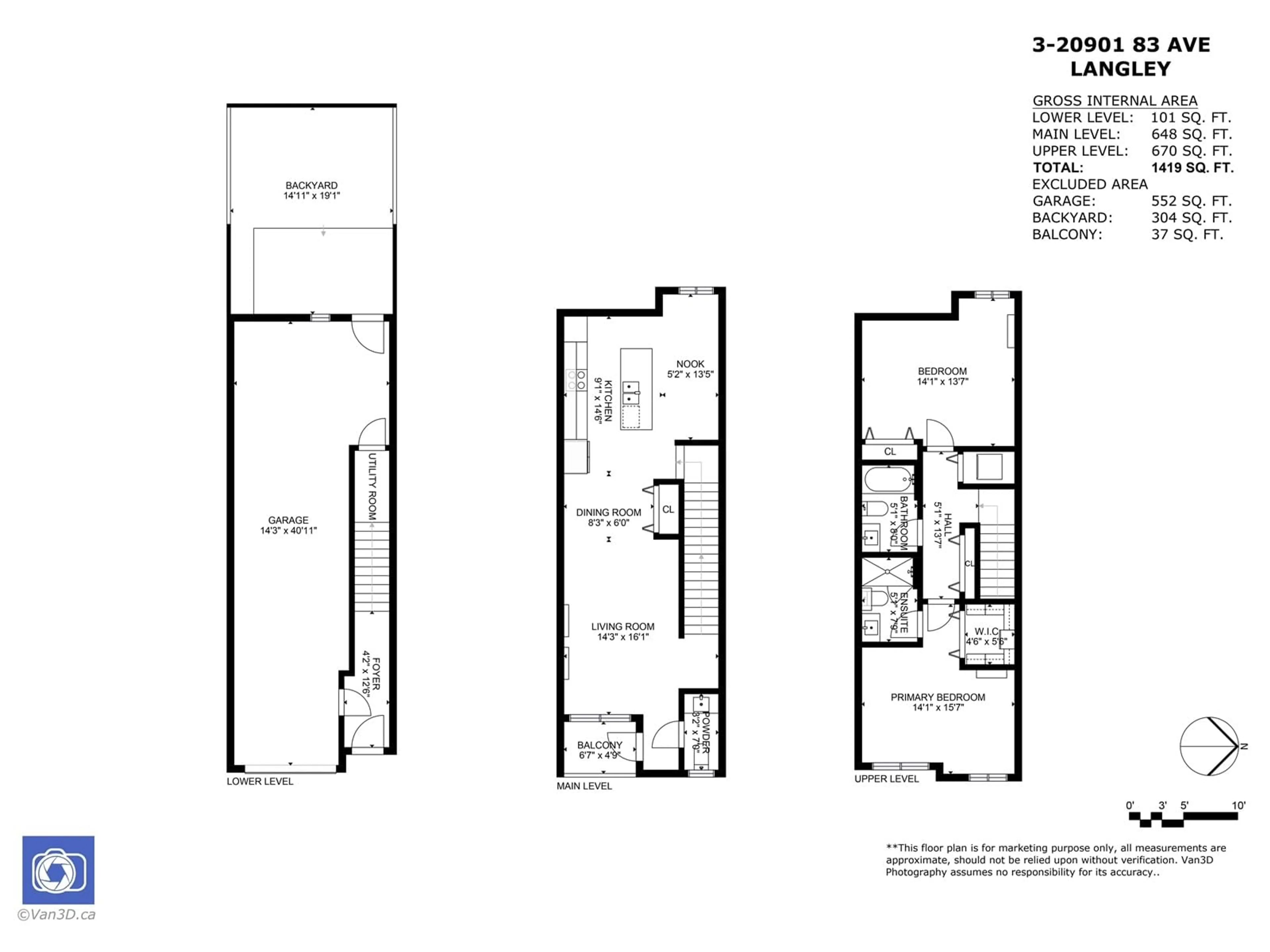 Floor plan for 3 20901 83 AVENUE, Langley British Columbia V2Y0W8