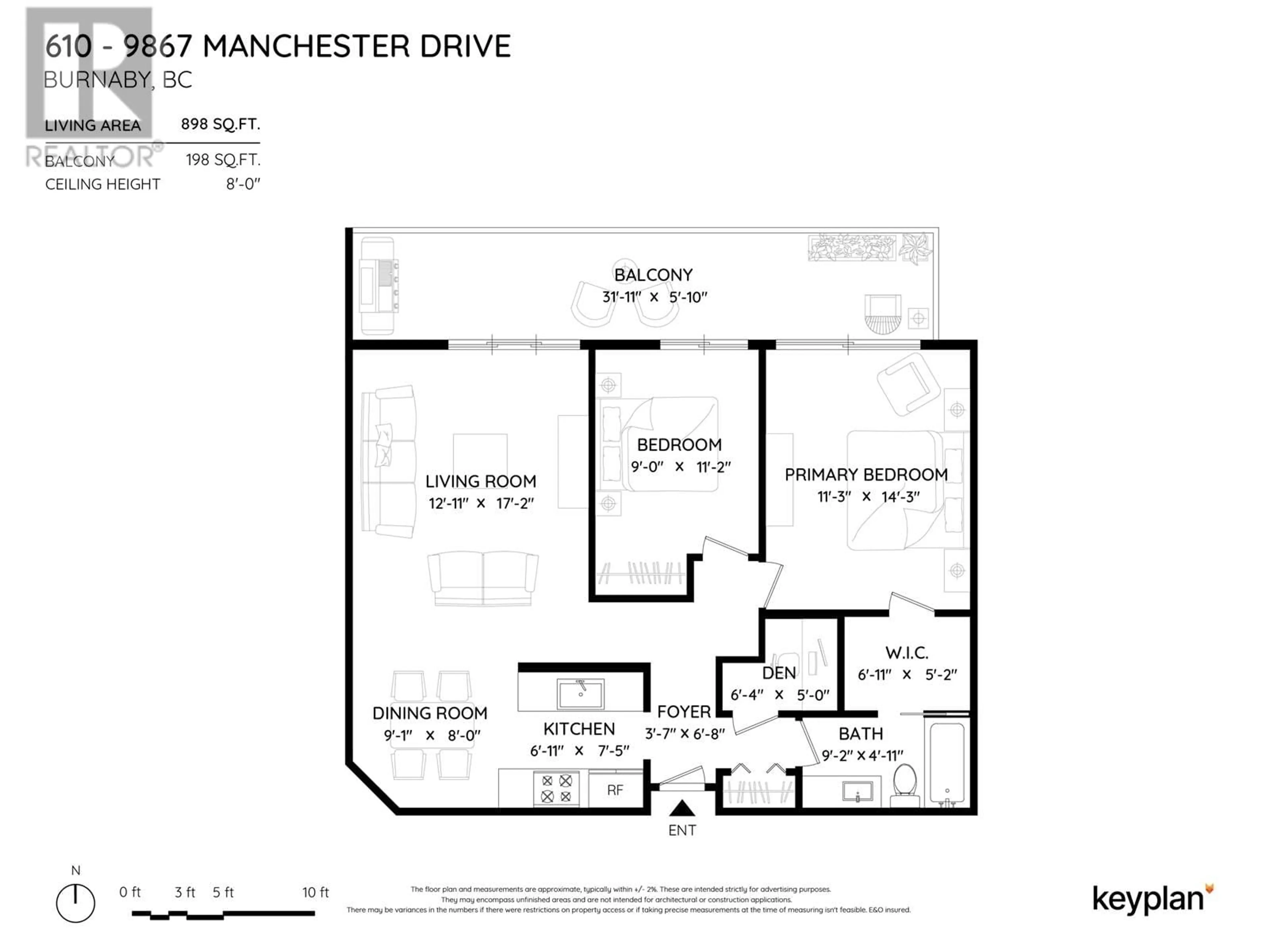 Floor plan for 610 9867 MANCHESTER DRIVE, Burnaby British Columbia V3N4P6