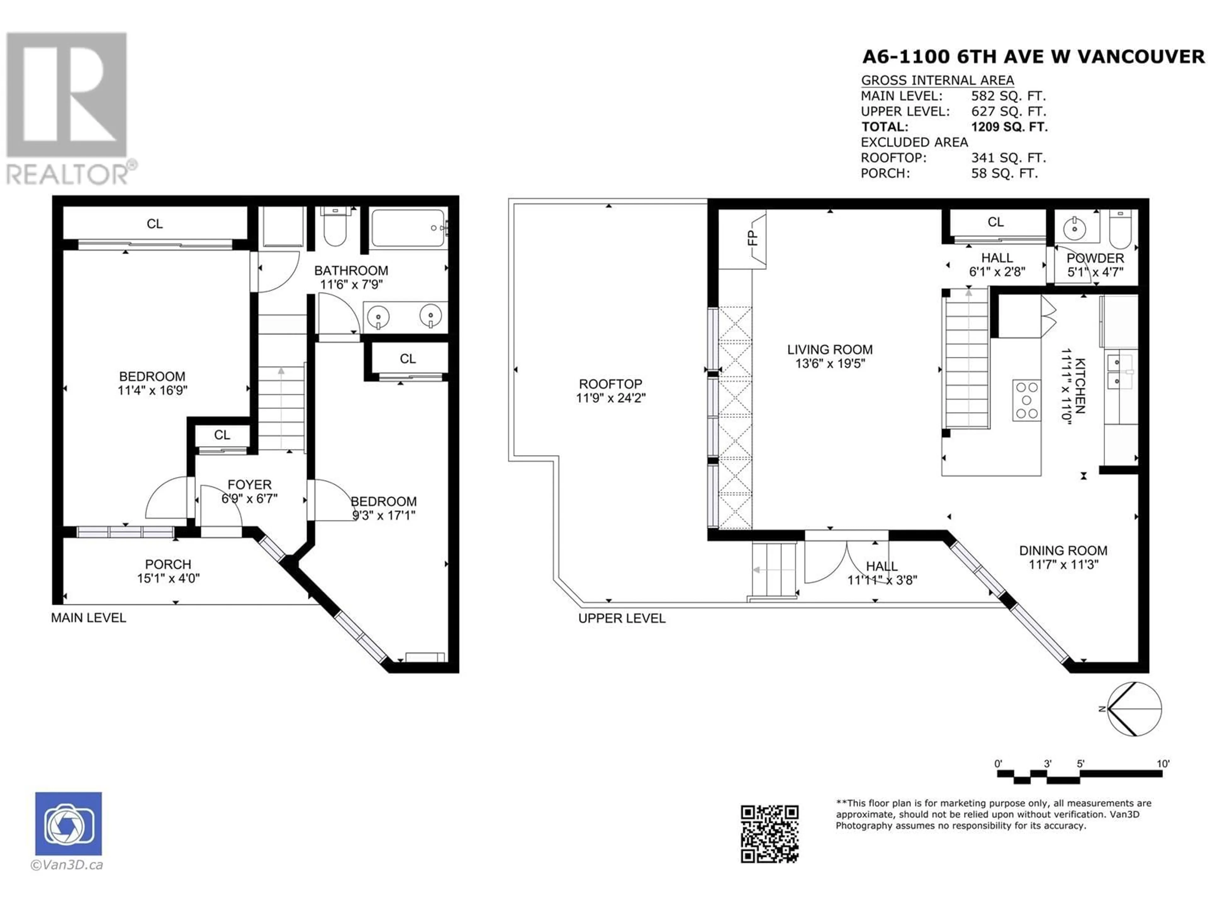 Floor plan for A6 1100 W 6TH AVENUE, Vancouver British Columbia V6H1A4