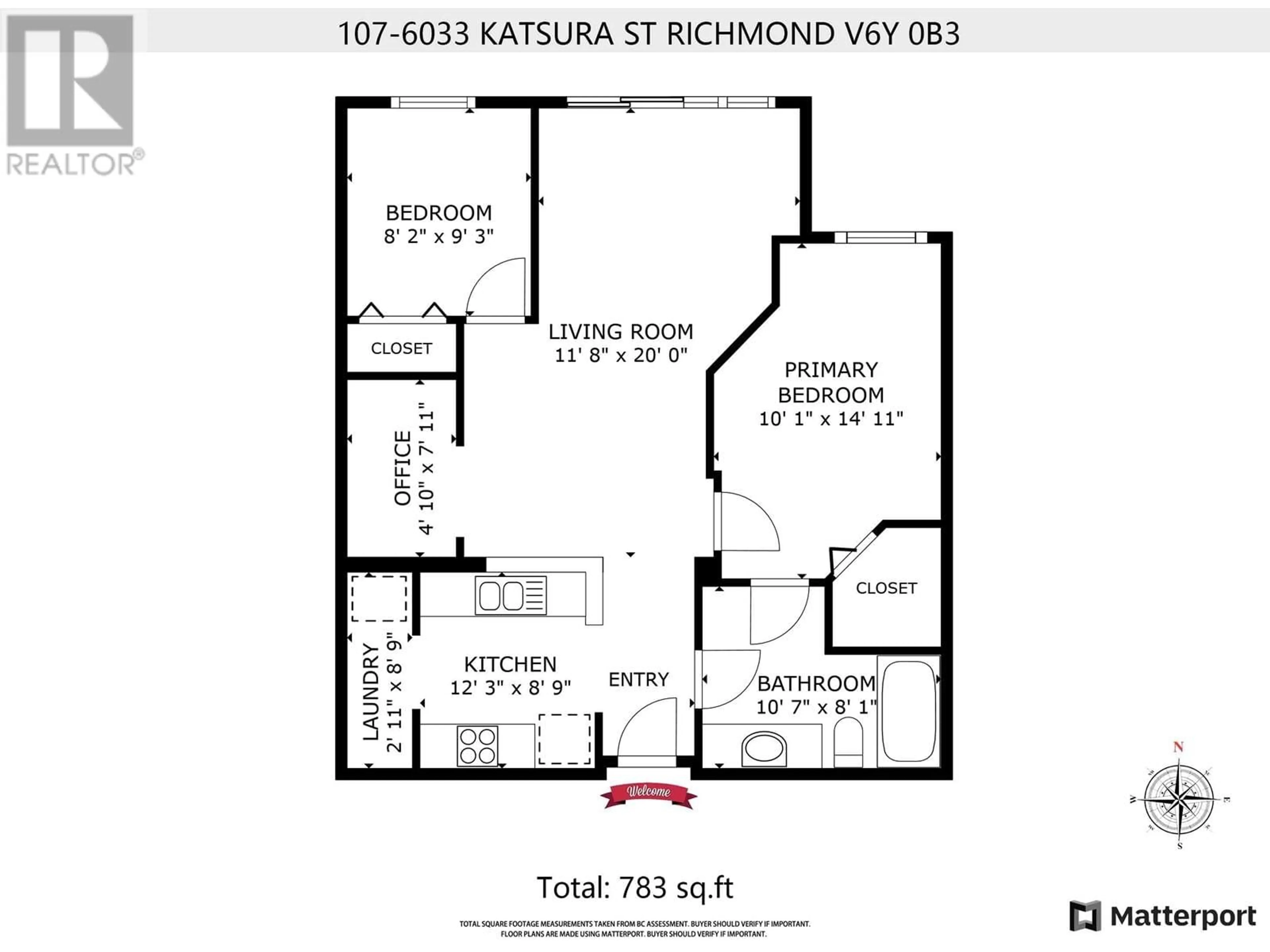 Floor plan for 107 6033 KATSURA STREET, Richmond British Columbia V6Y0B3