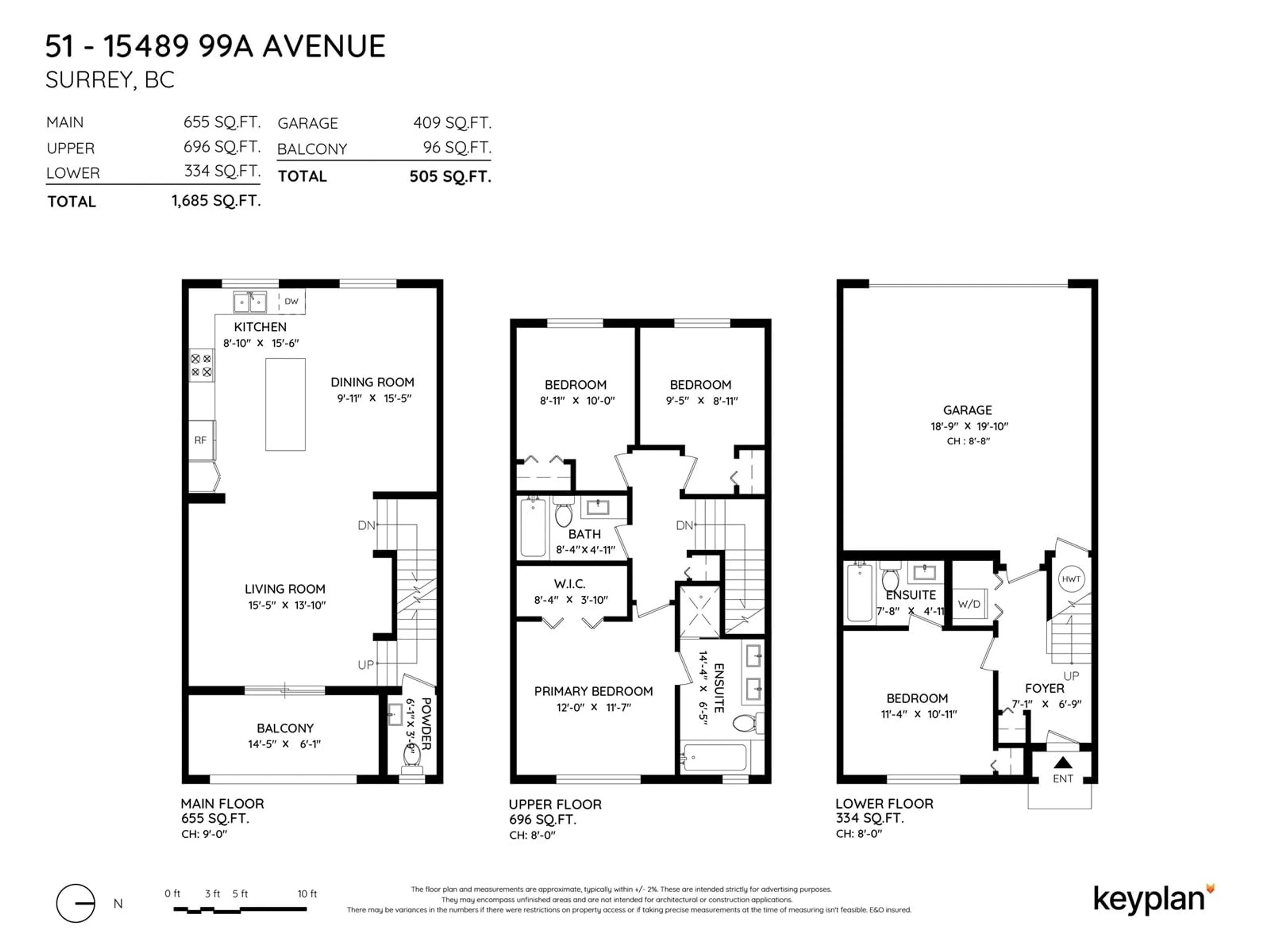 Floor plan for 51 15489 99A AVENUE, Surrey British Columbia V3R0G9