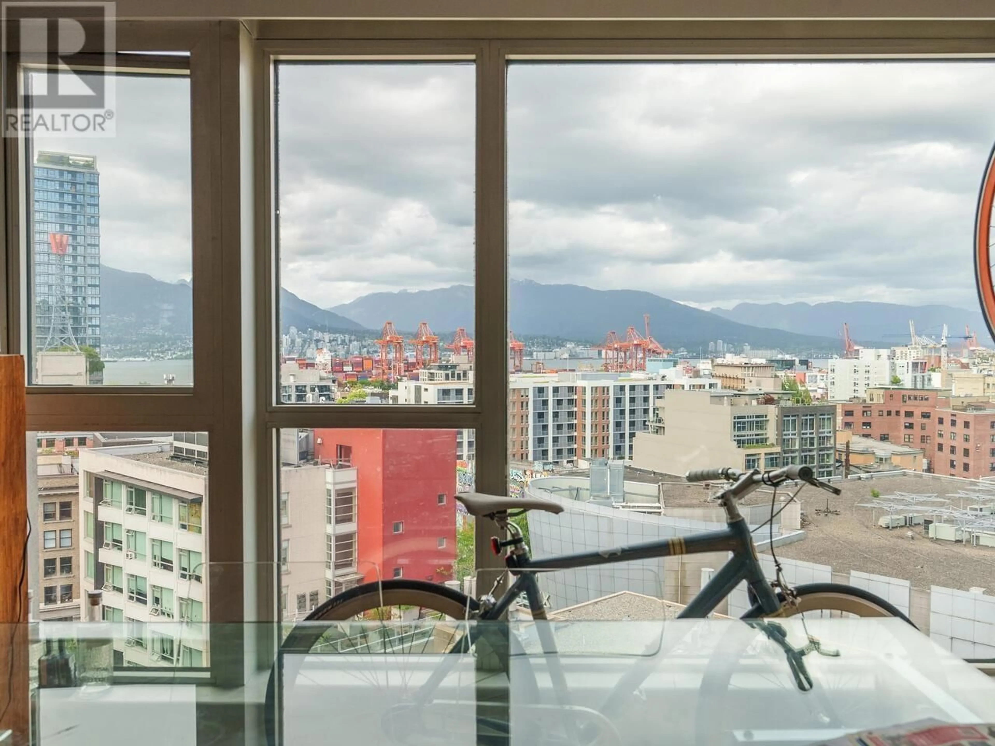 Balcony in the apartment, city buildings view from balcony for 1402 183 KEEFER PLACE, Vancouver British Columbia V6B6B9