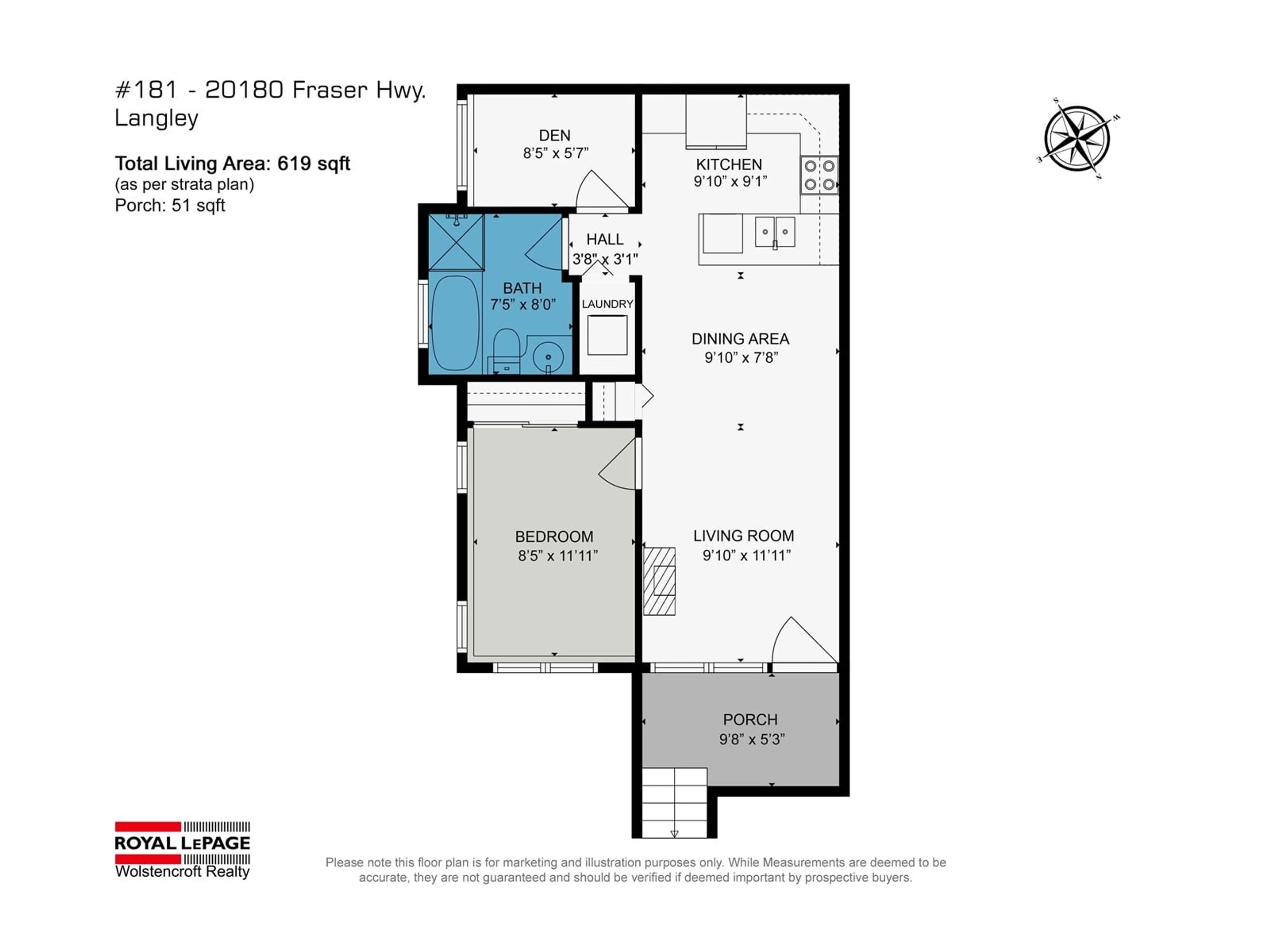 Floor plan for 181 - 20180 FRASER, Langley British Columbia V3A0B4
