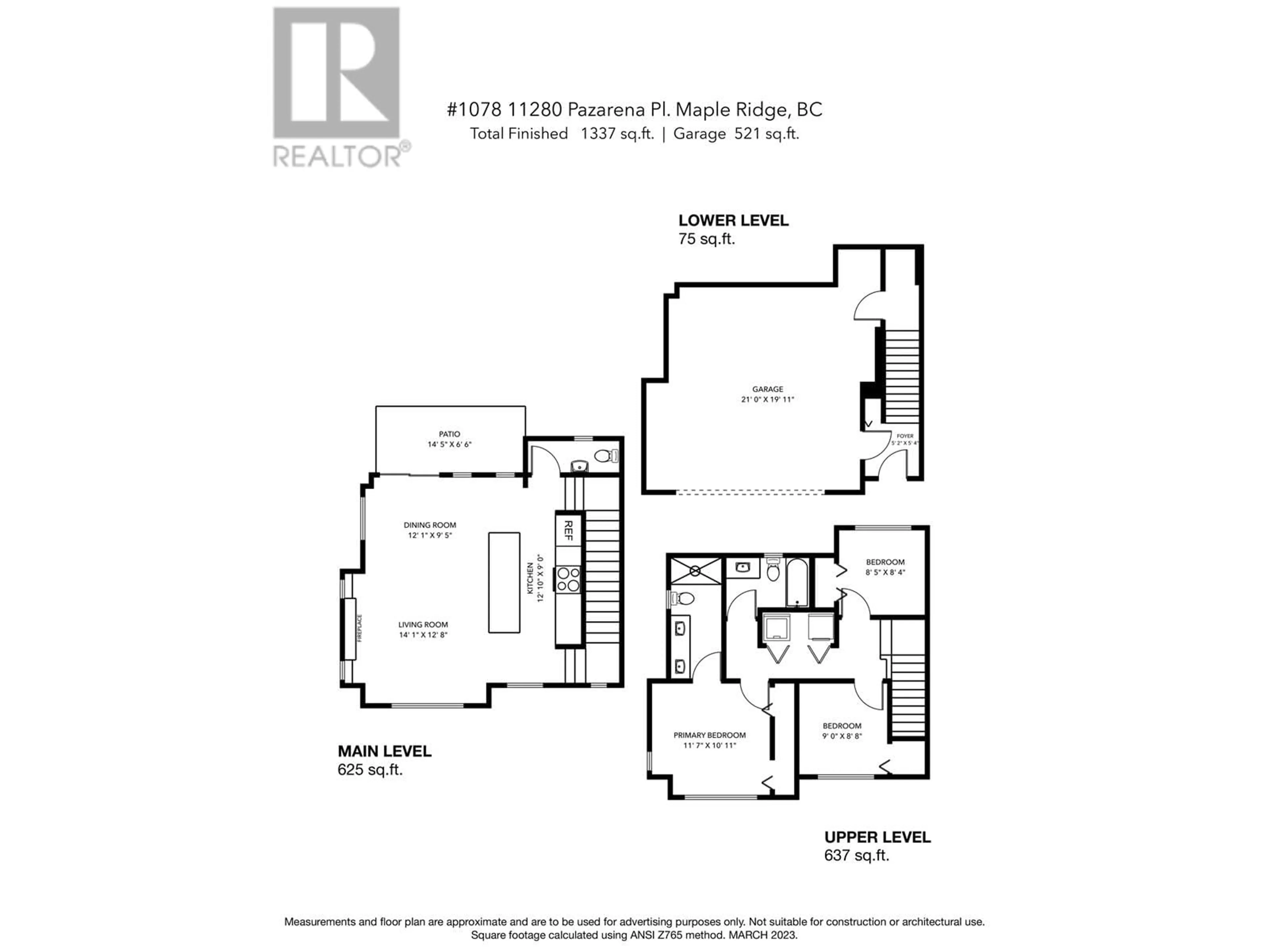 Floor plan for 1078 11280 PAZARENA PLACE, Maple Ridge British Columbia V2X9H8