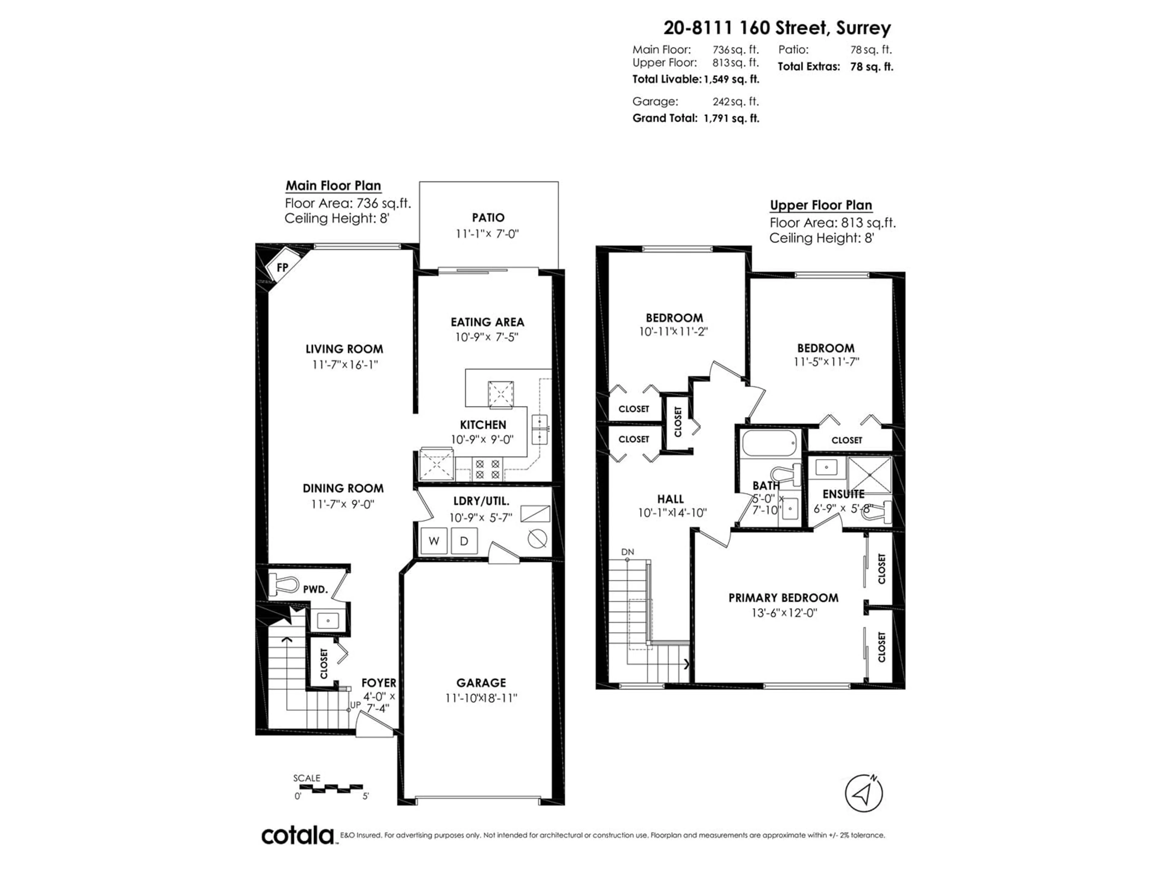 Floor plan for 20 8111 160 STREET, Surrey British Columbia V4N0V4