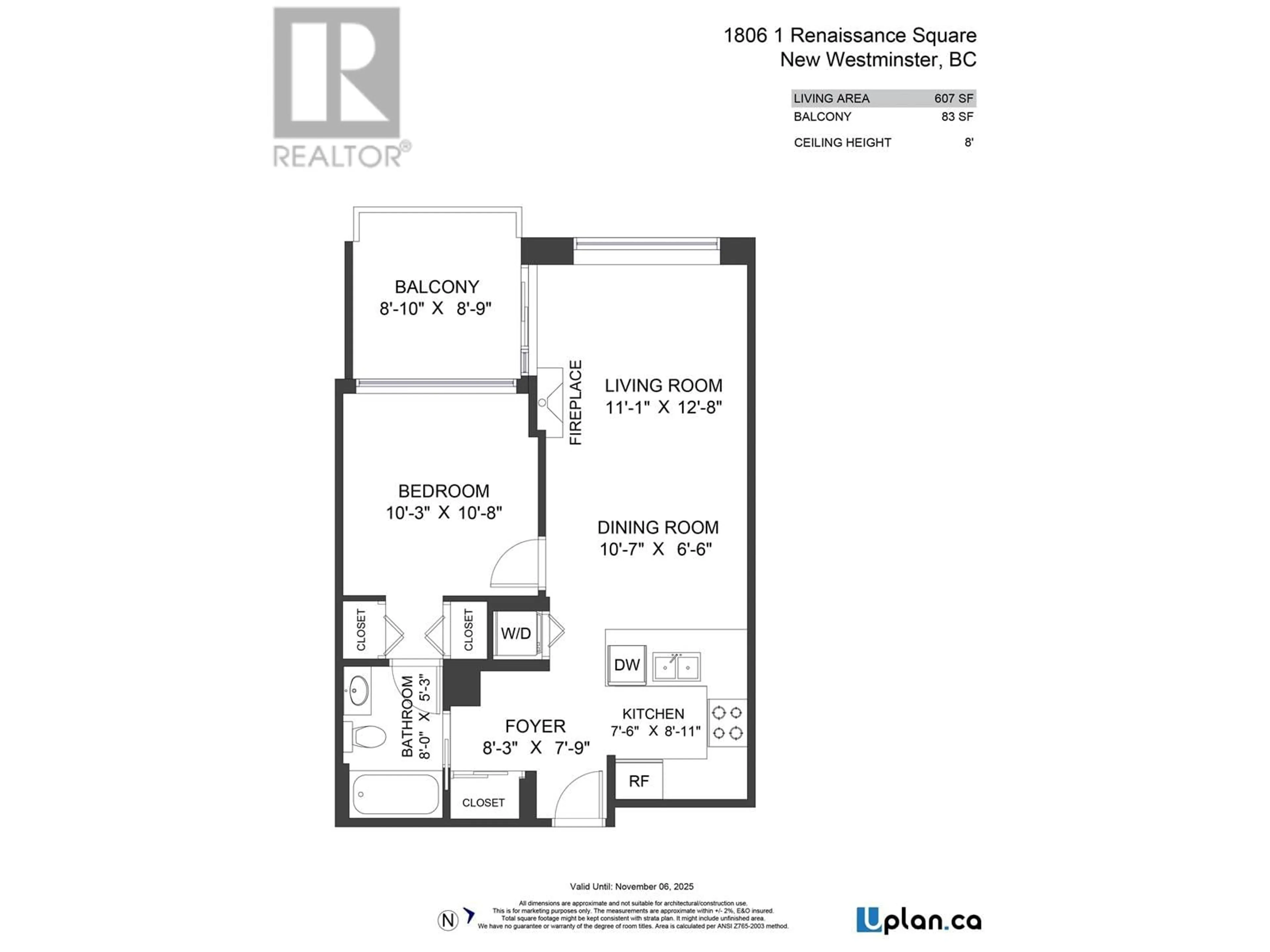 Floor plan for 1806 1 RENAISSANCE SQUARE, New Westminster British Columbia V3M0B6