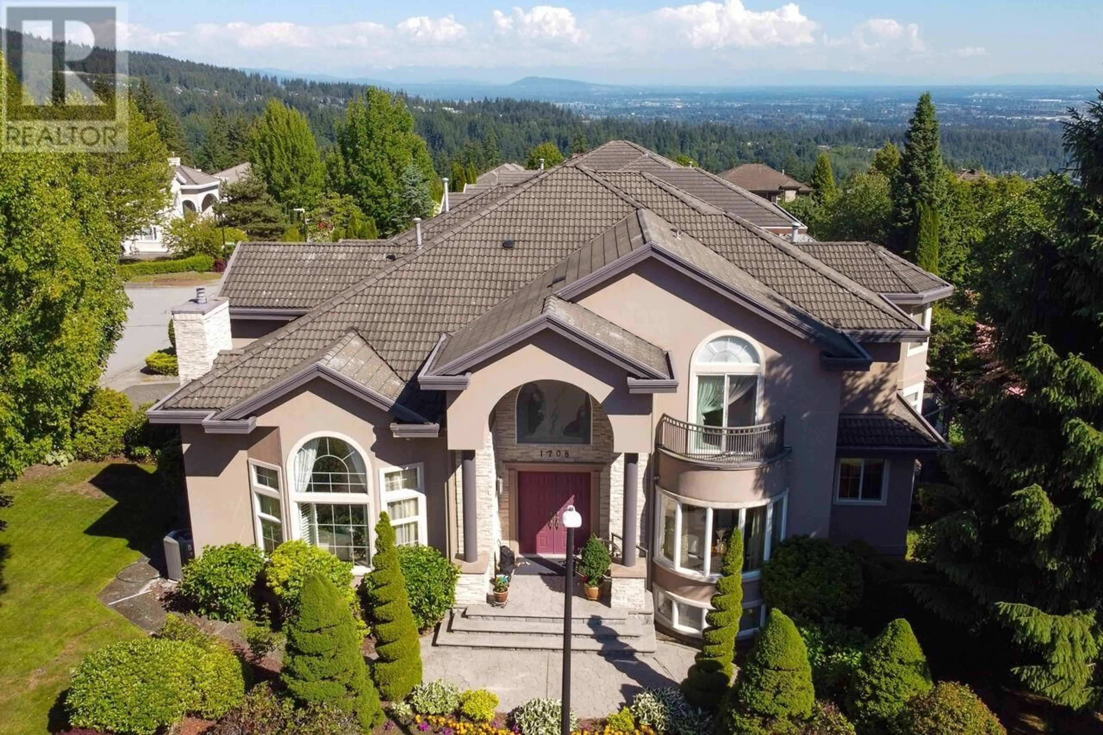 A pic from outside/outdoor area/front of a property/back of a property/a pic from drone, mountain view for 1708 HAMPTON DRIVE, Coquitlam British Columbia V3E3C9