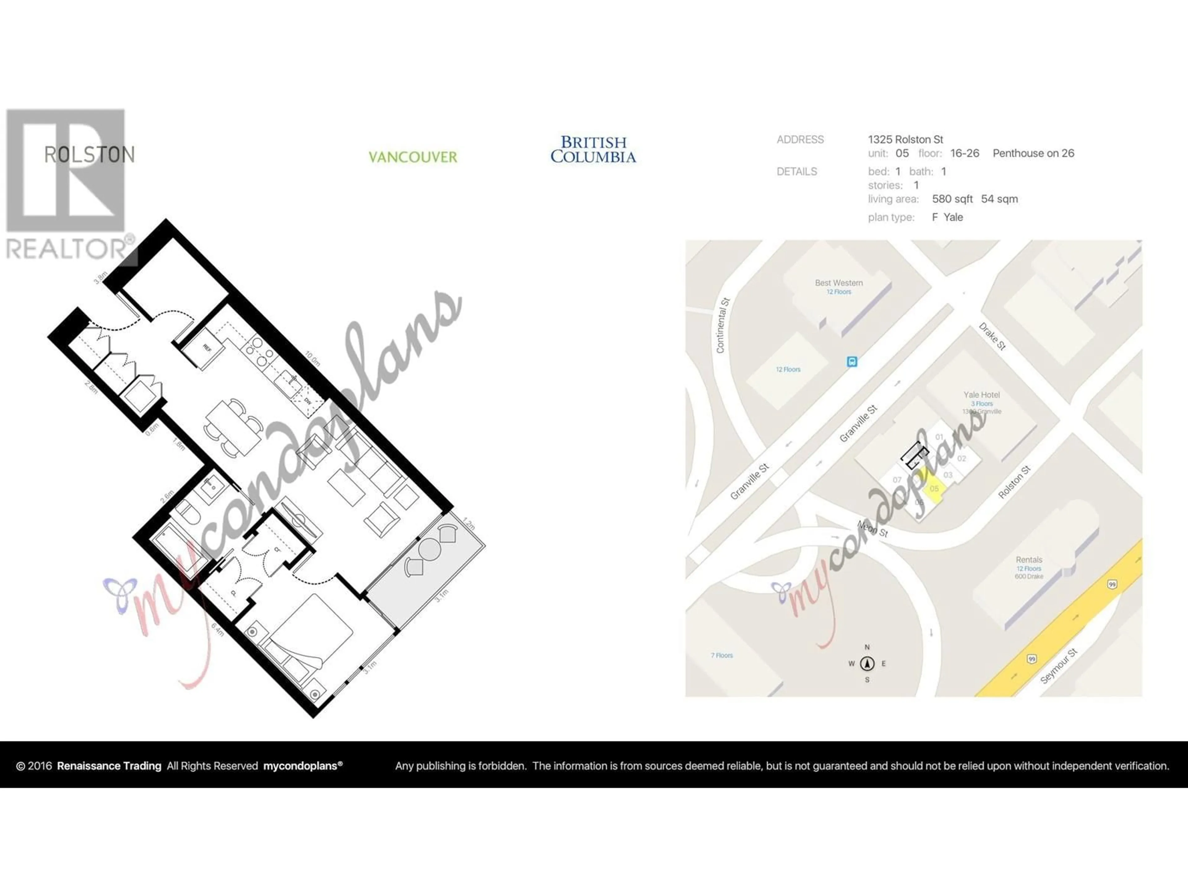 Floor plan for 2305 1325 ROLSTON STREET, Vancouver British Columbia V6B0M2