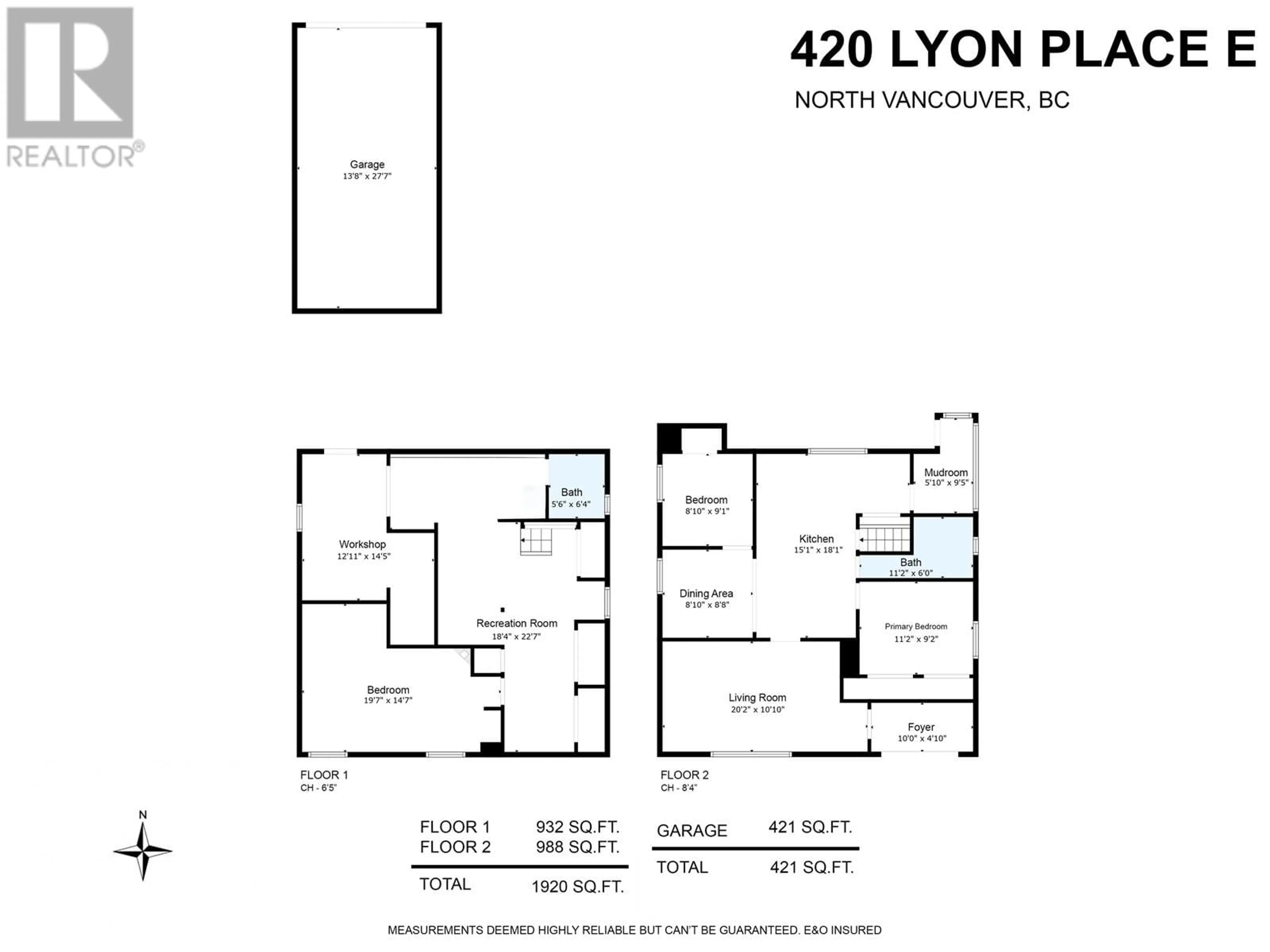 Floor plan for 420 LYON PLACE, North Vancouver British Columbia V7L1Y5