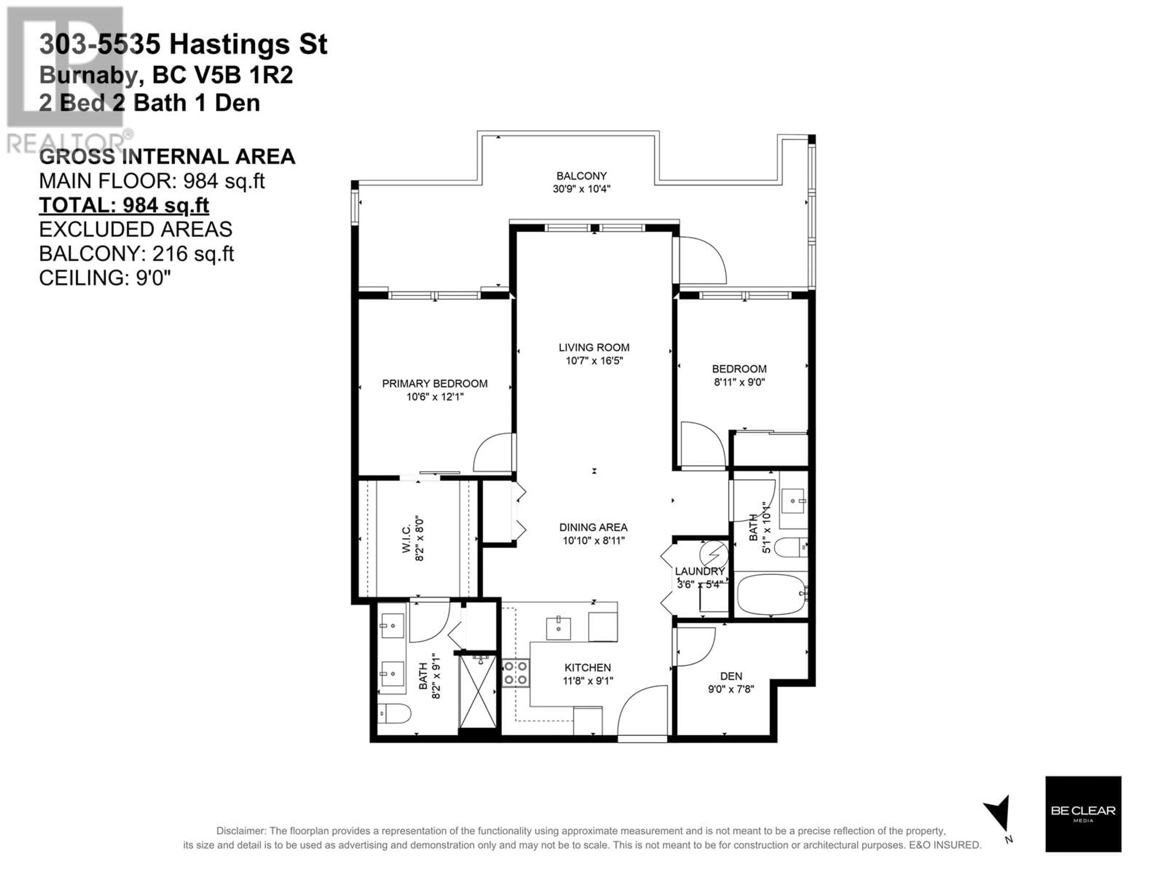 Floor plan for 303 5535 HASTINGS STREET, Burnaby British Columbia V5B1R2