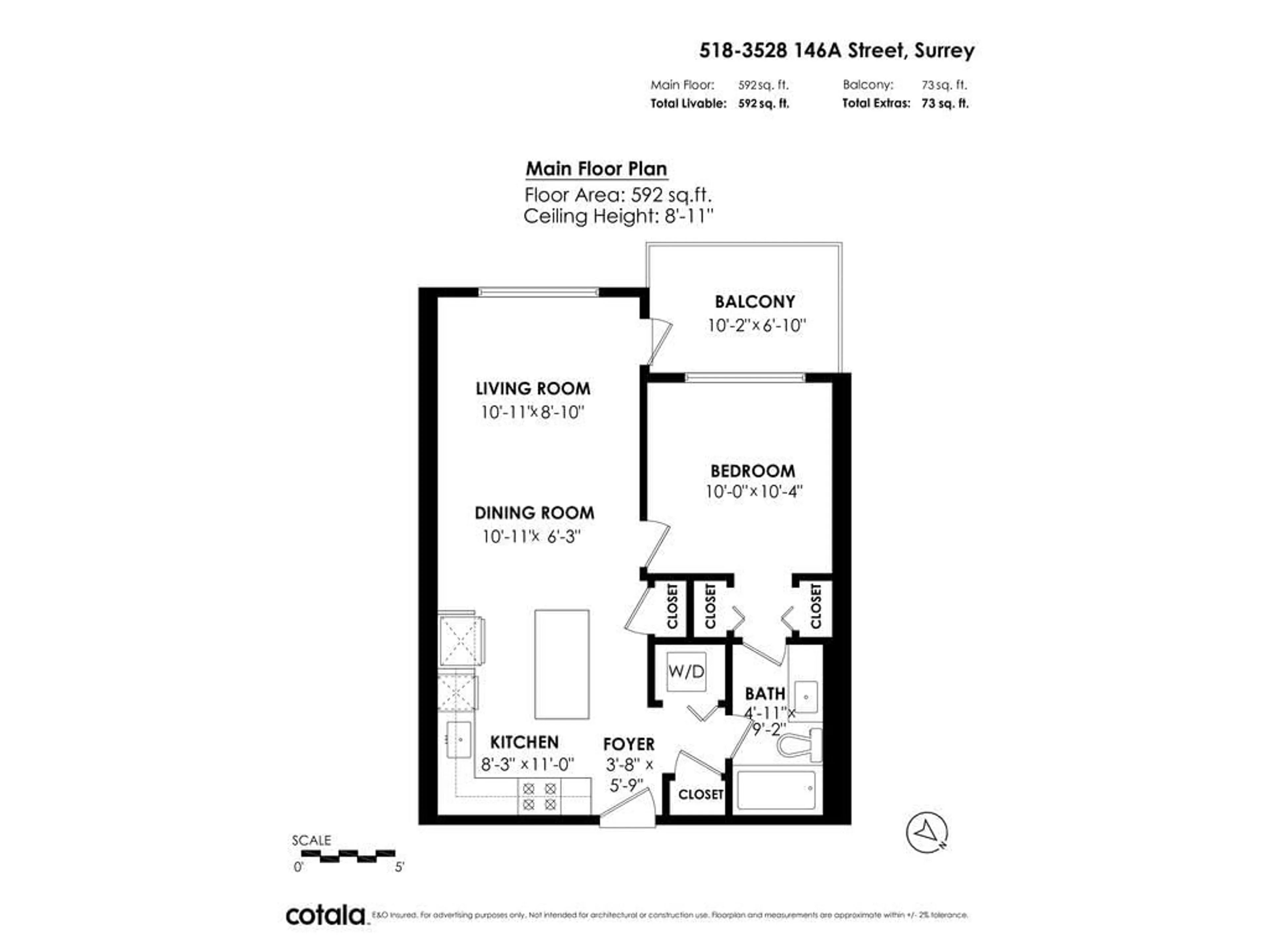 Floor plan for 518 - 3528 146A, Surrey British Columbia V4P0H4
