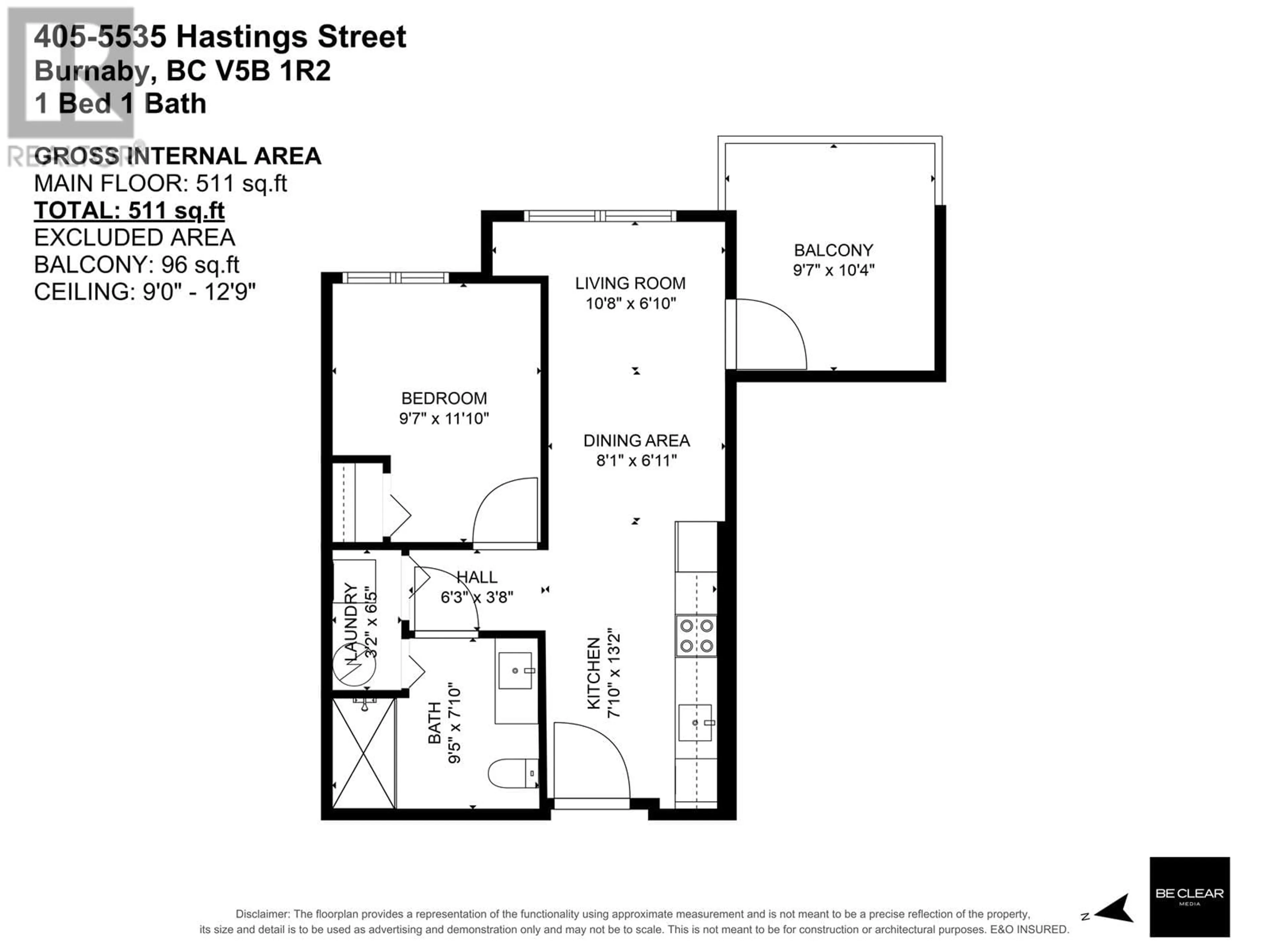 Floor plan for 405 5535 HASTINGS STREET, Burnaby British Columbia V5B1R2