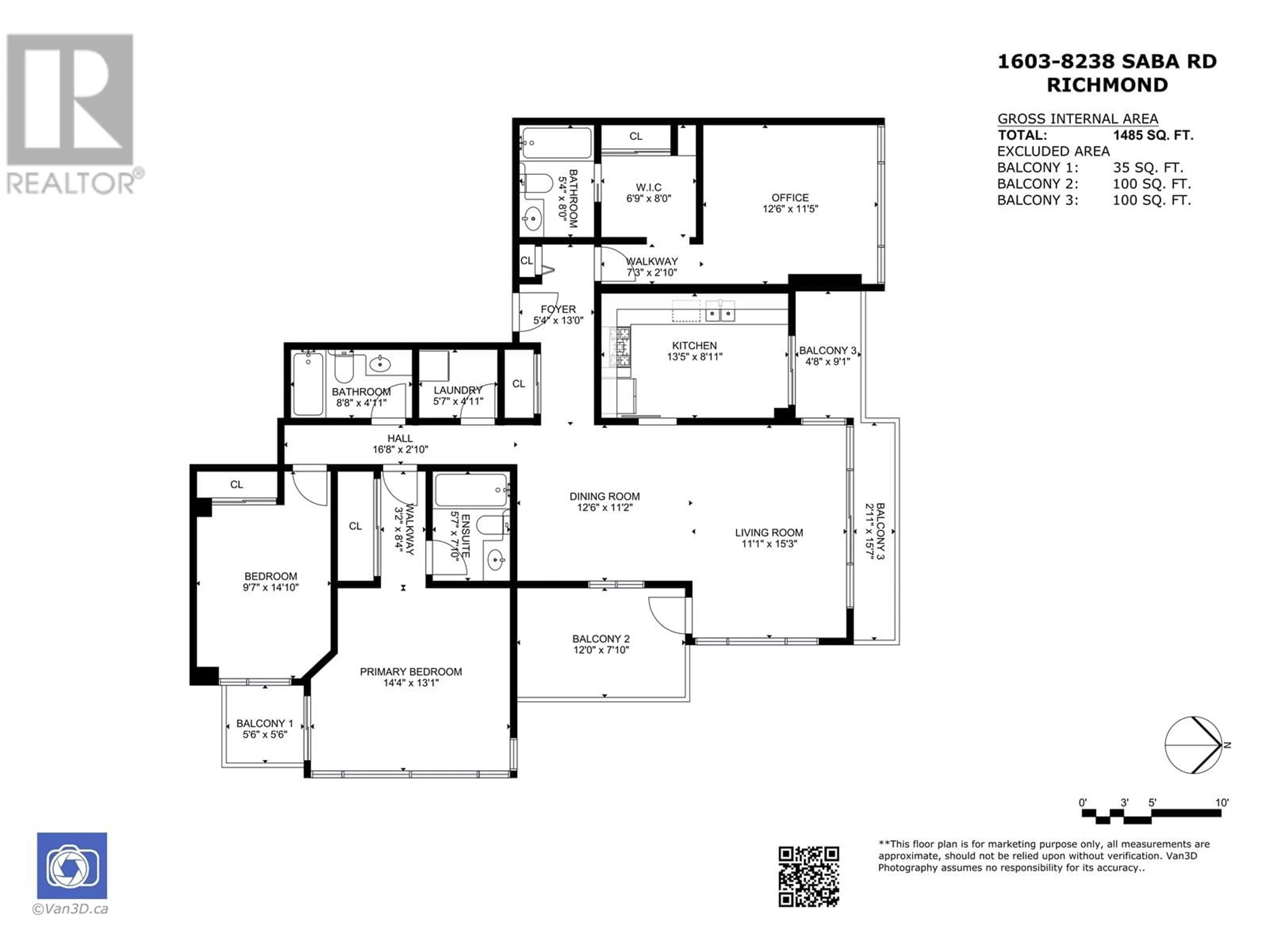 Floor plan for 1603 8238 SABA ROAD, Richmond British Columbia V6Y4C7