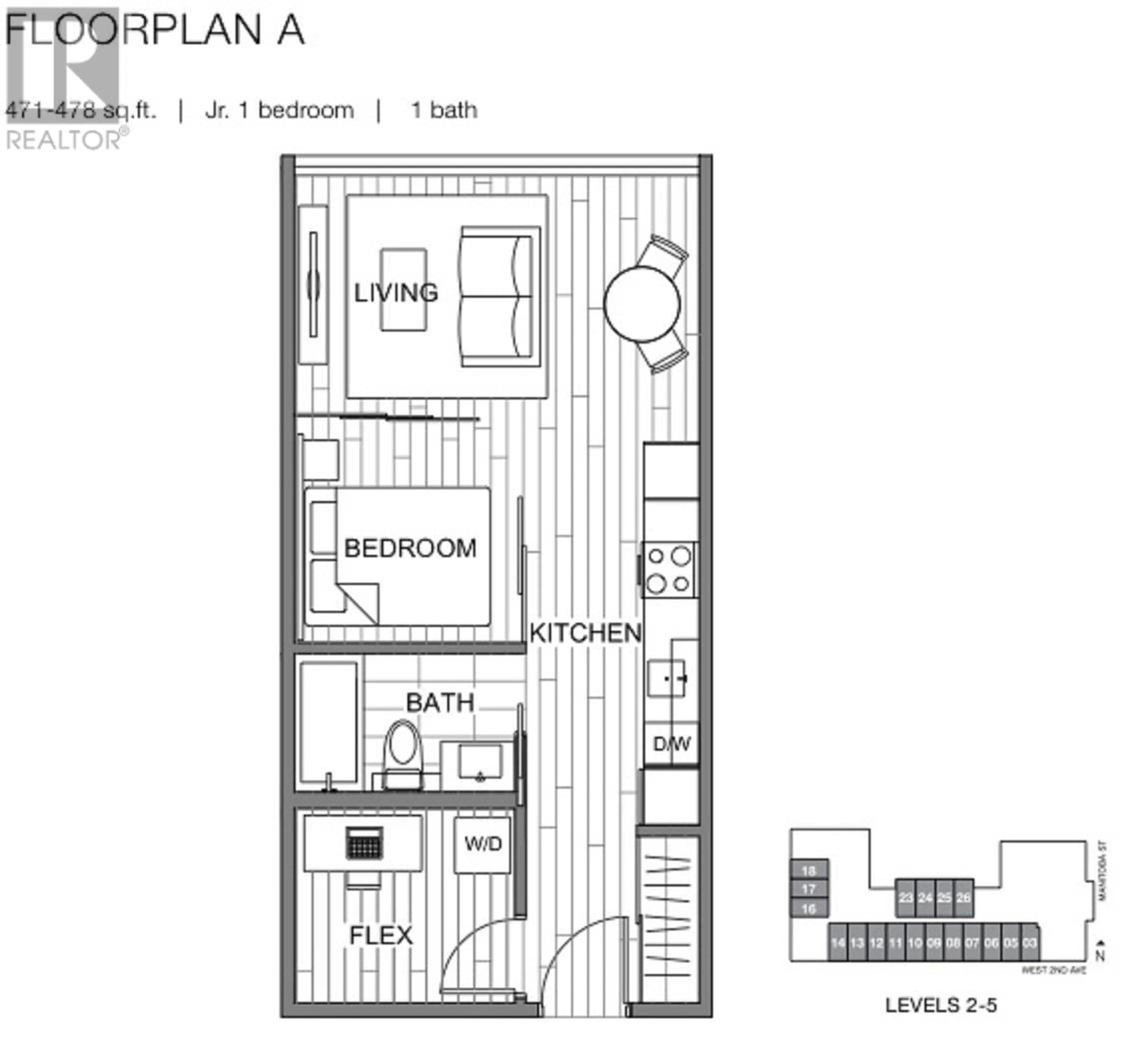 Floor plan for 210 - 1783 MANITOBA STREET, Vancouver British Columbia V5Y0K1