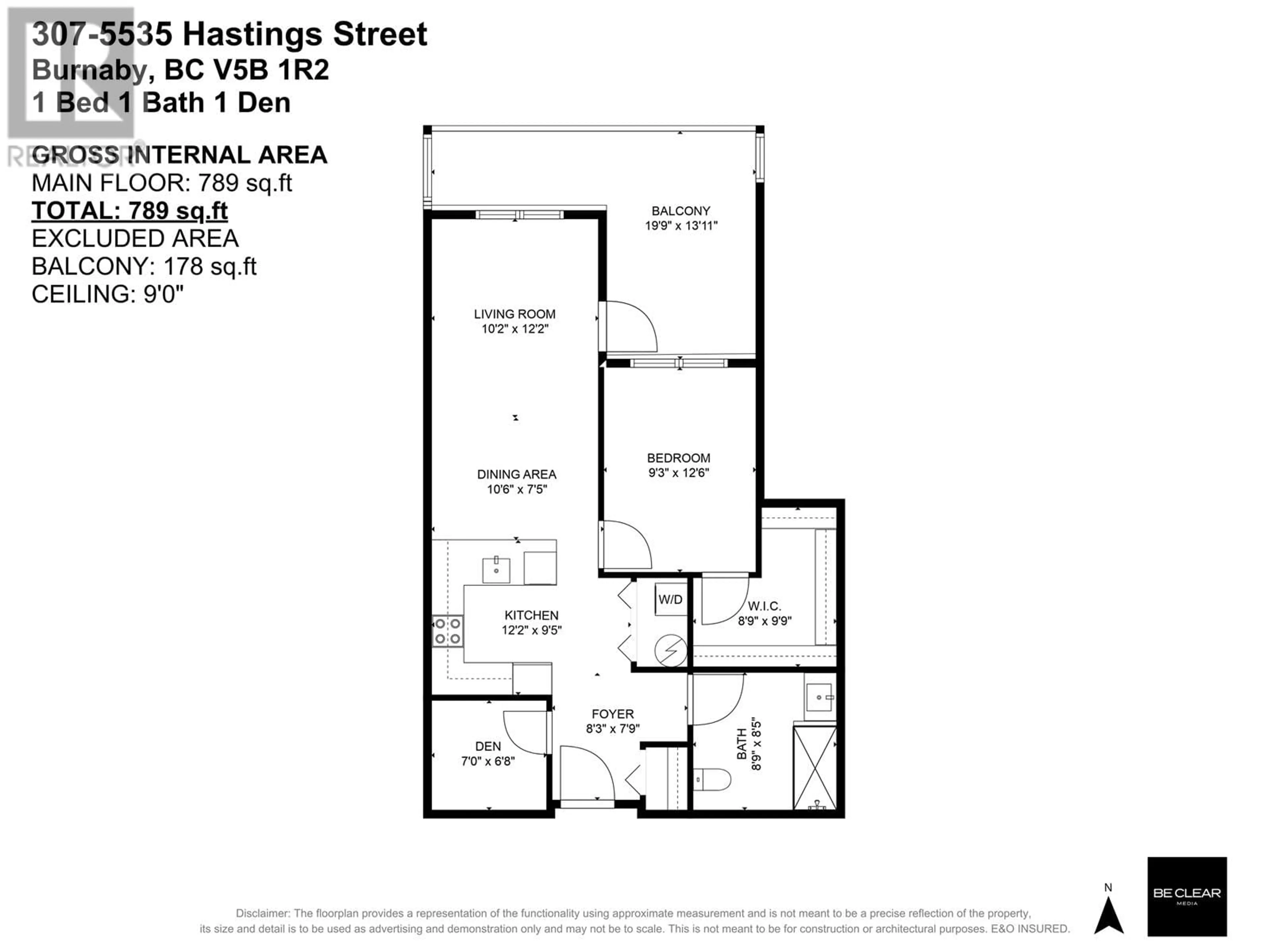 Floor plan for 307 5535 HASTINGS STREET, Burnaby British Columbia V5B1R2