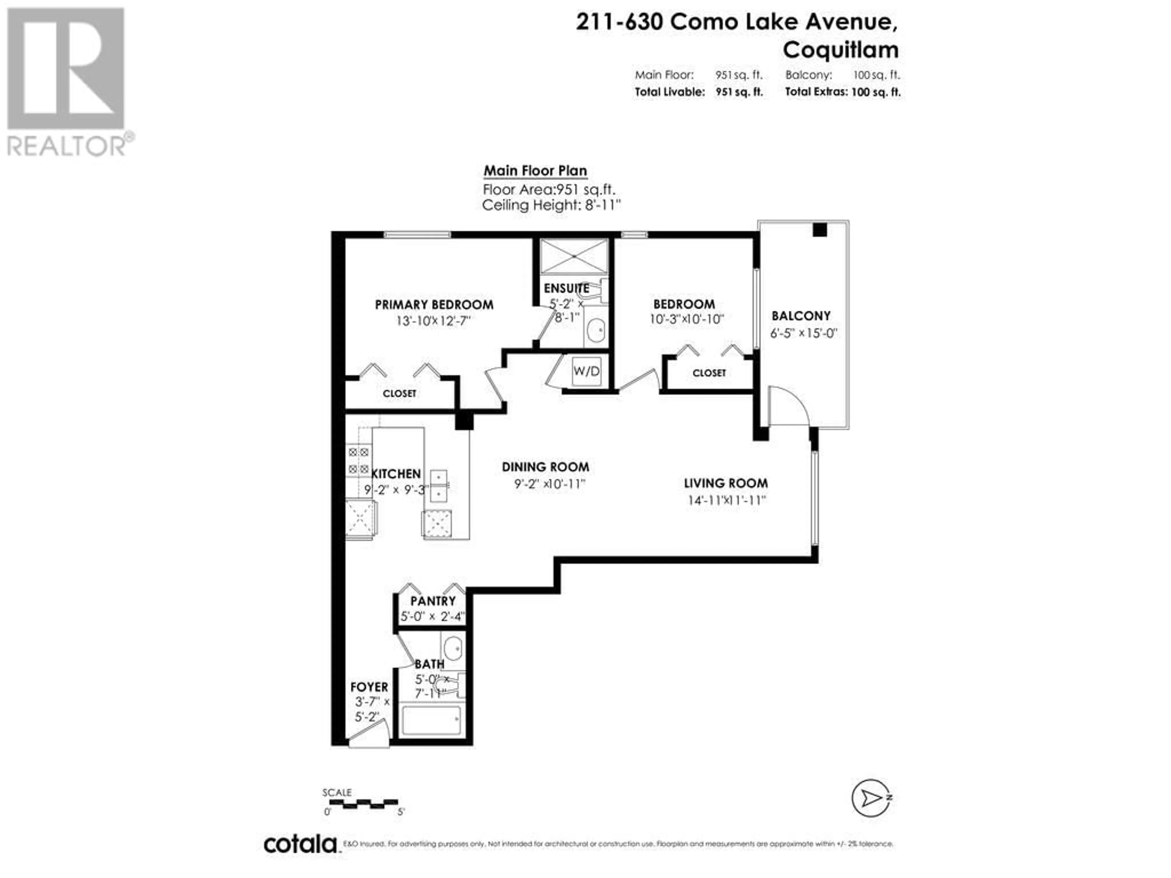 Floor plan for 211 630 COMO LAKE AVENUE, Coquitlam British Columbia V3J3M4