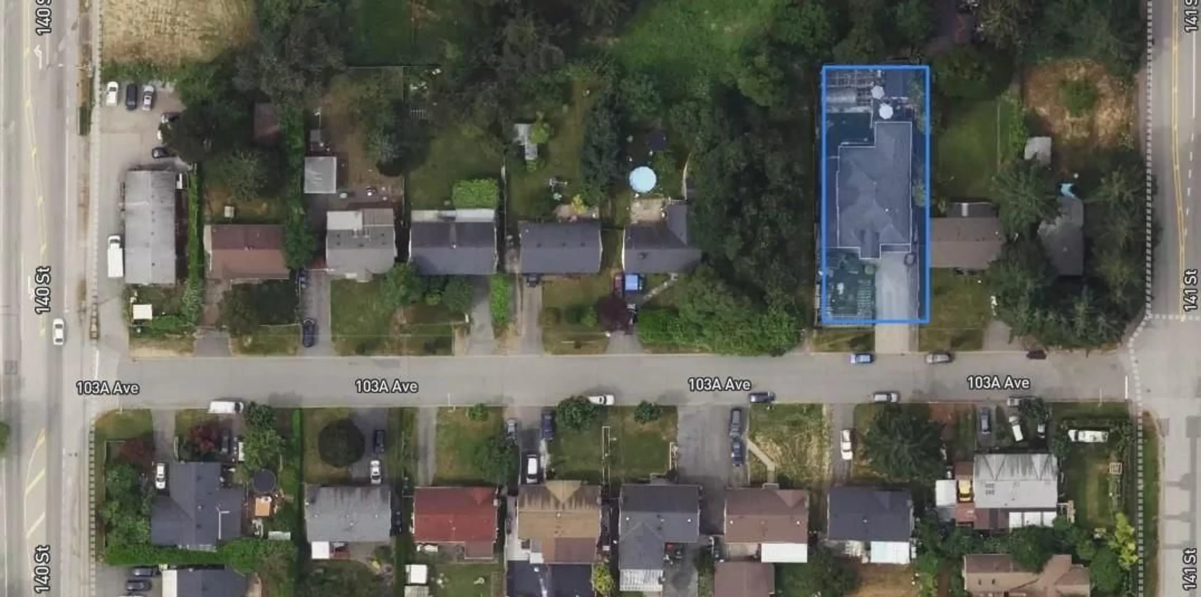 A pic from outside/outdoor area/front of a property/back of a property/a pic from drone, street for 14075 103A AVENUE, Surrey British Columbia V3T1S8