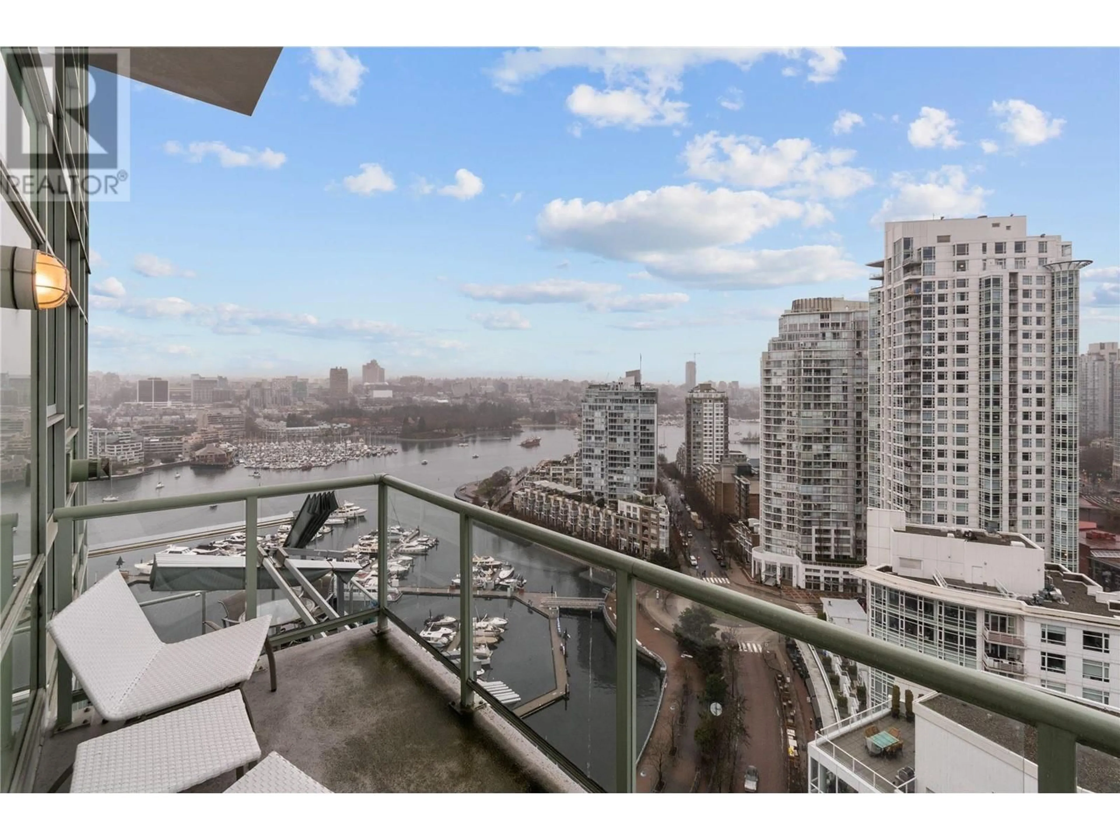 Balcony in the apartment, water/lake/river/ocean view for 2602 1077 MARINASIDE CRESCENT, Vancouver British Columbia V6Z2Z5