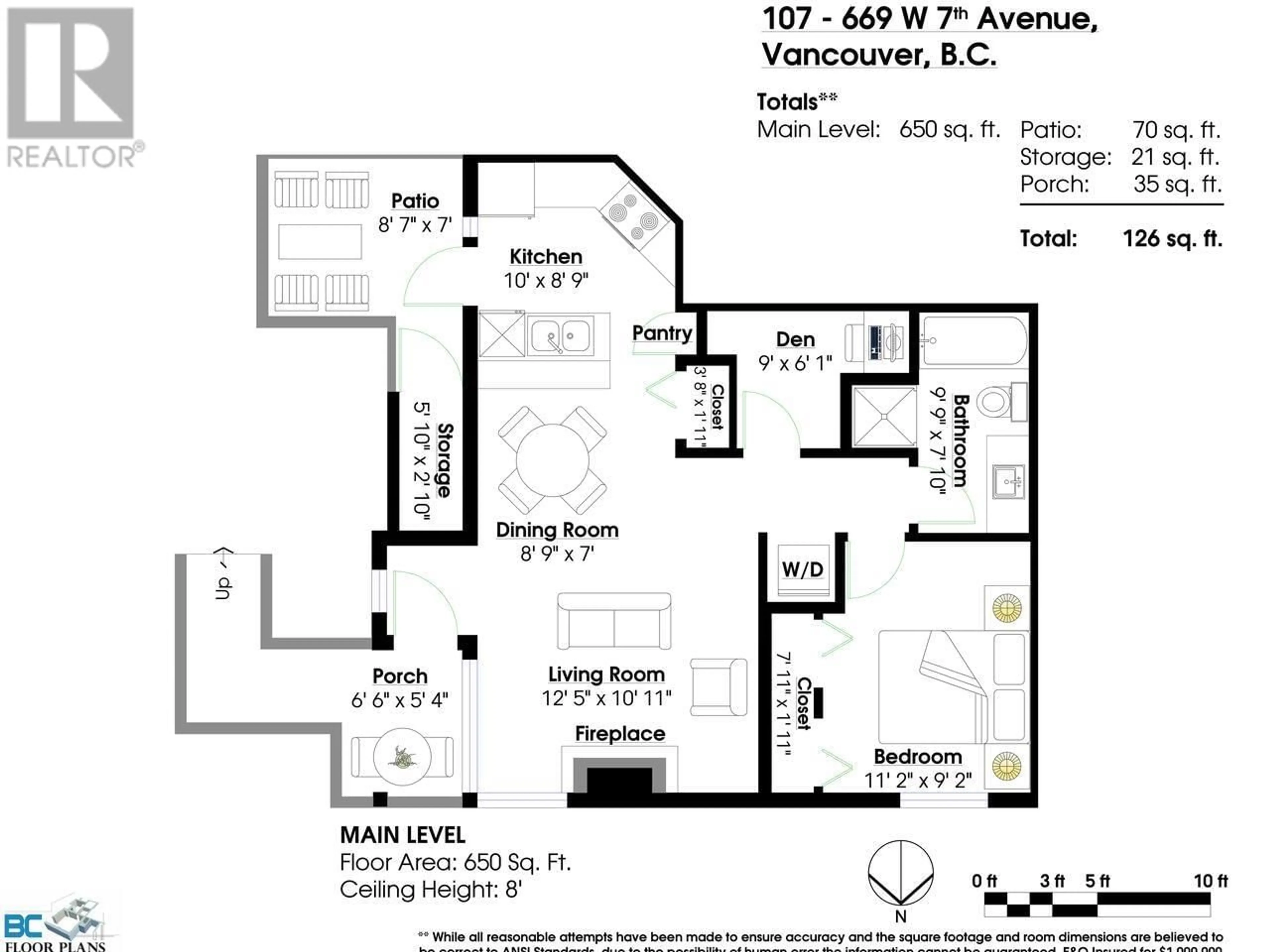 Floor plan for 107 669 W 7TH AVENUE, Vancouver British Columbia V5Z1B6