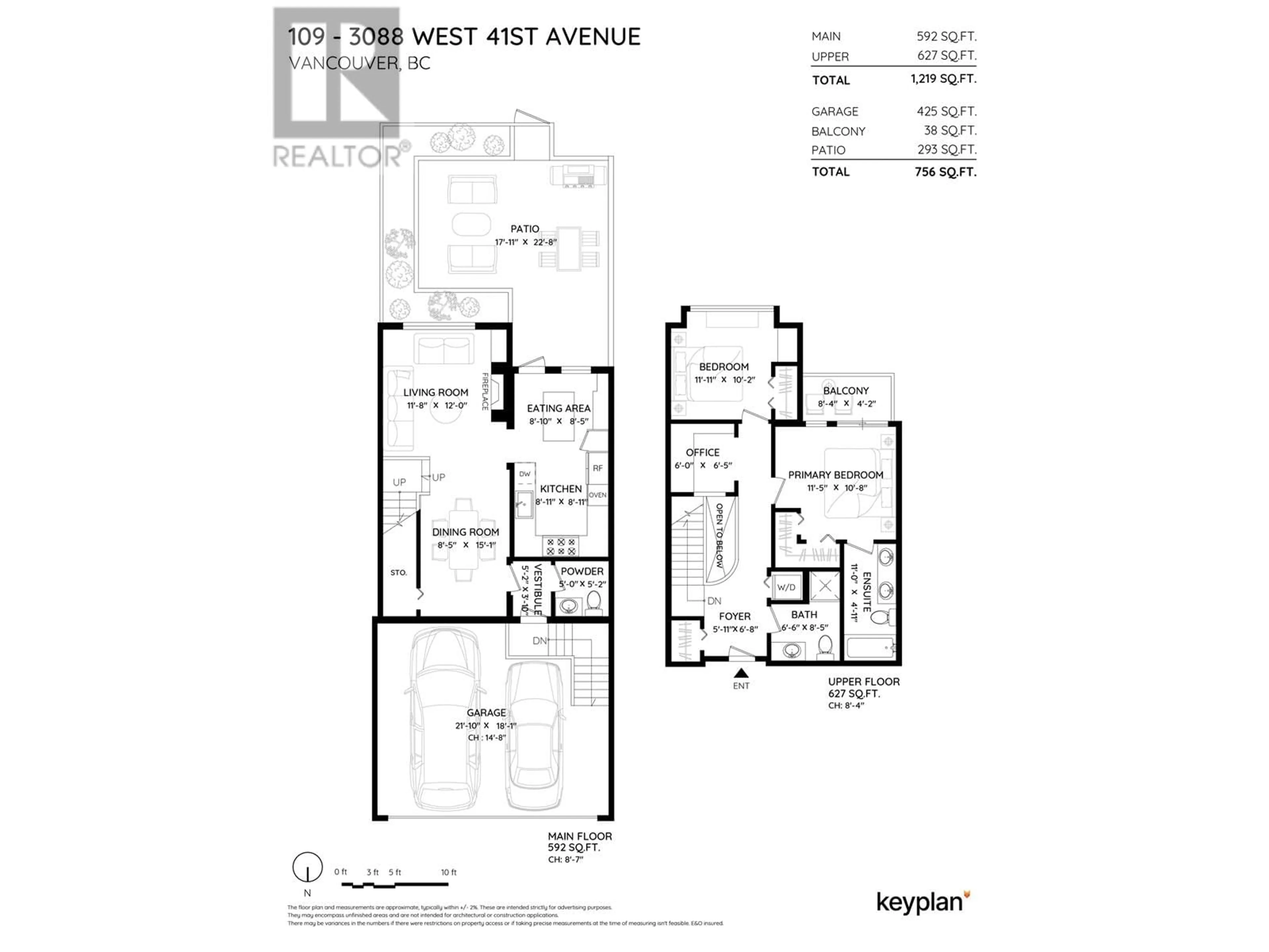 Floor plan for 109 3088 W 41ST AVENUE, Vancouver British Columbia V6N3C9