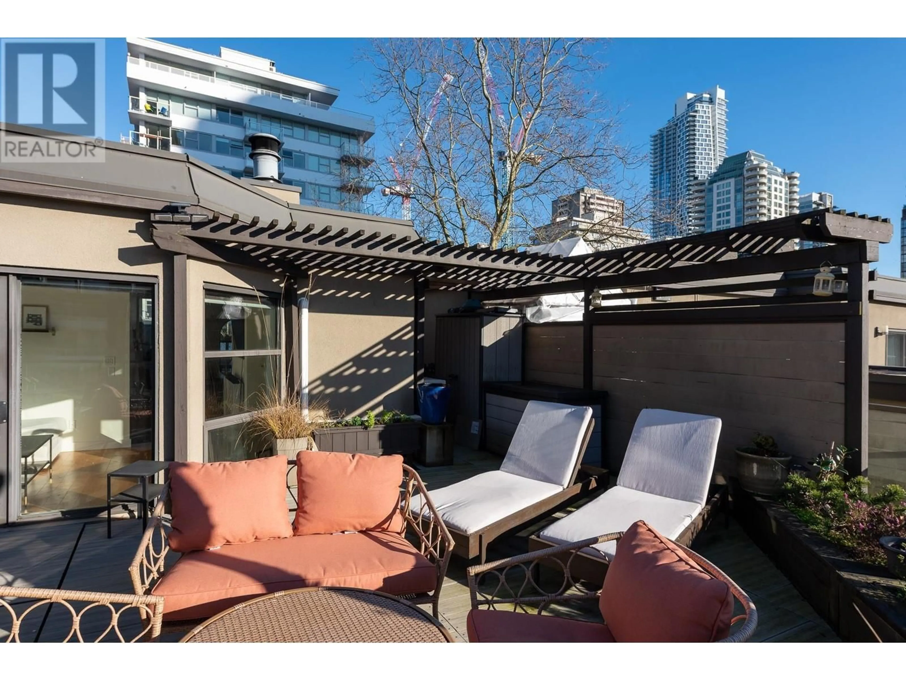 Patio, city buildings view from balcony for 410 1106 PACIFIC STREET, Vancouver British Columbia V6E1T4