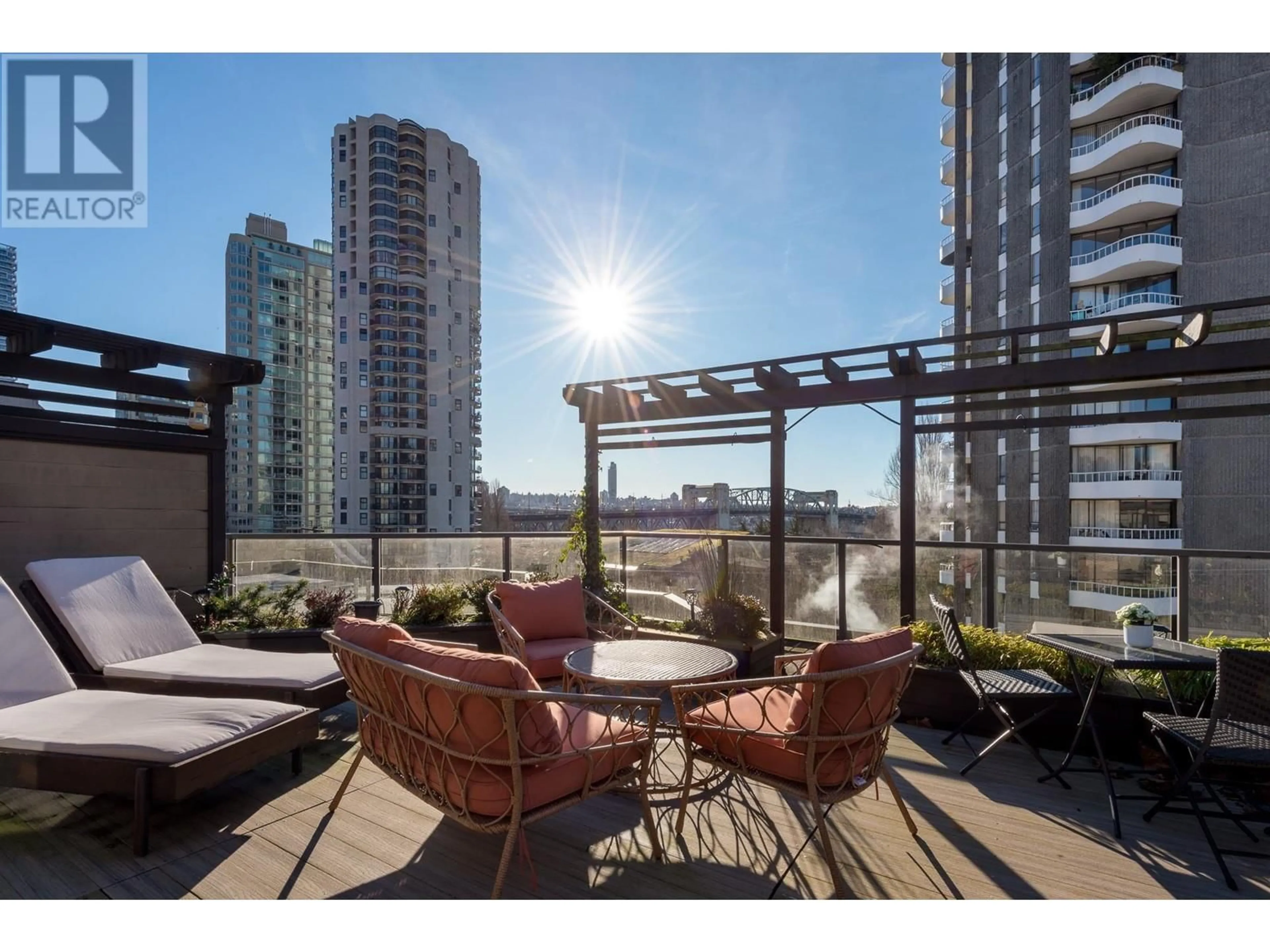 Patio, city buildings view from balcony for 410 1106 PACIFIC STREET, Vancouver British Columbia V6E1T4