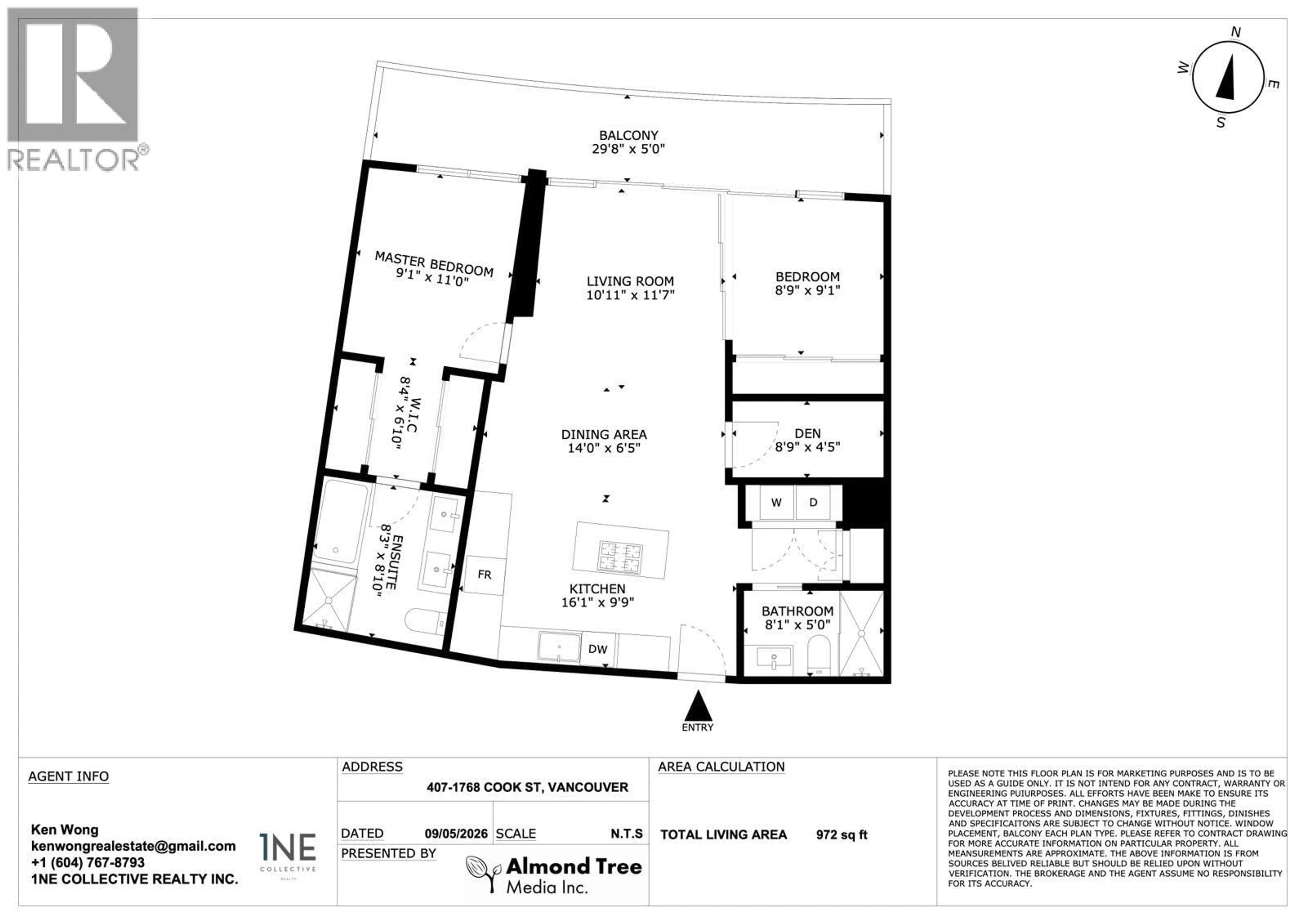 Floor plan for 407 - 1768 COOK STREET, Vancouver British Columbia V5Y0N3