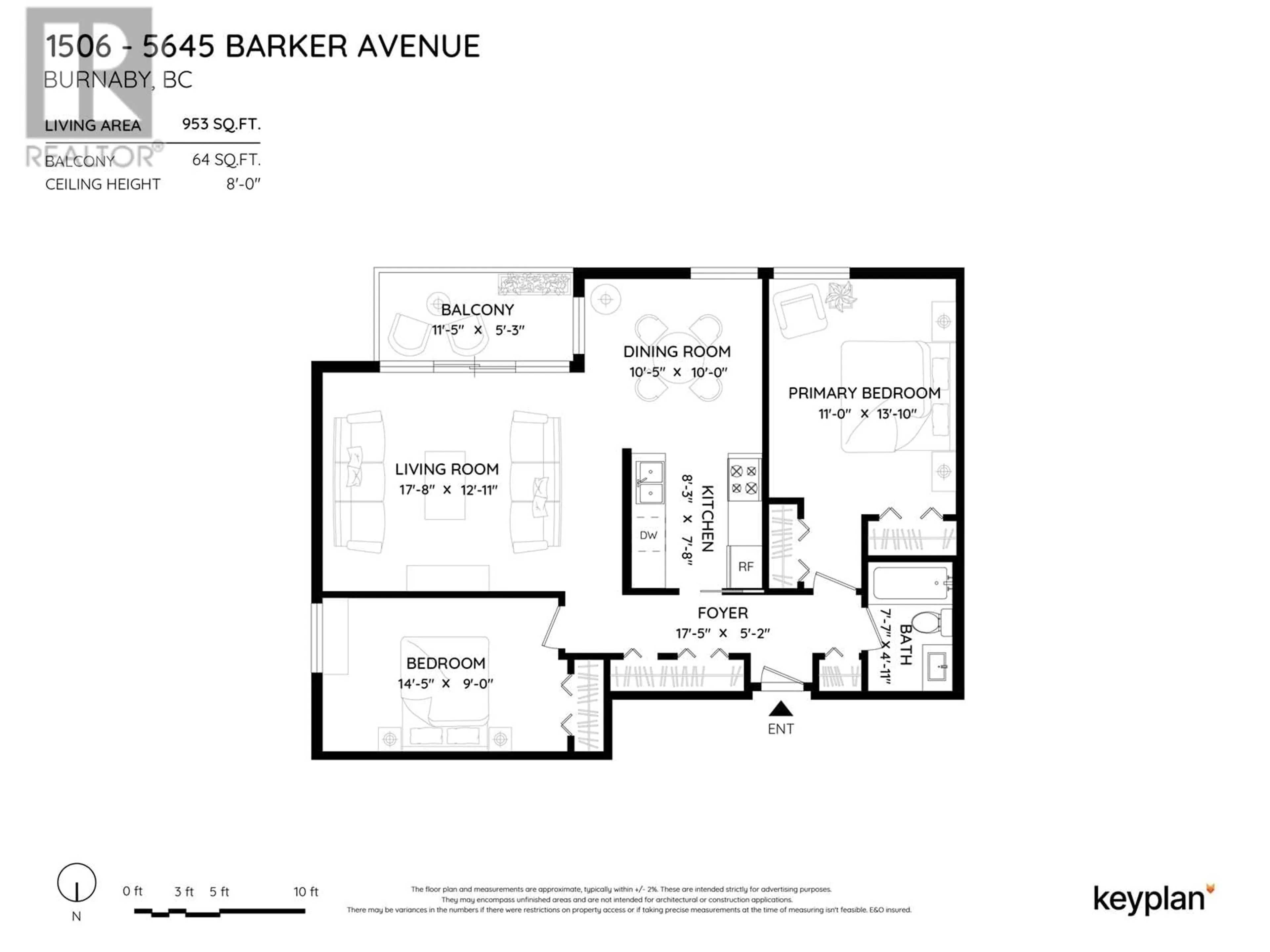 Floor plan for 1506 5645 BARKER AVENUE, Burnaby British Columbia V5H3Z5