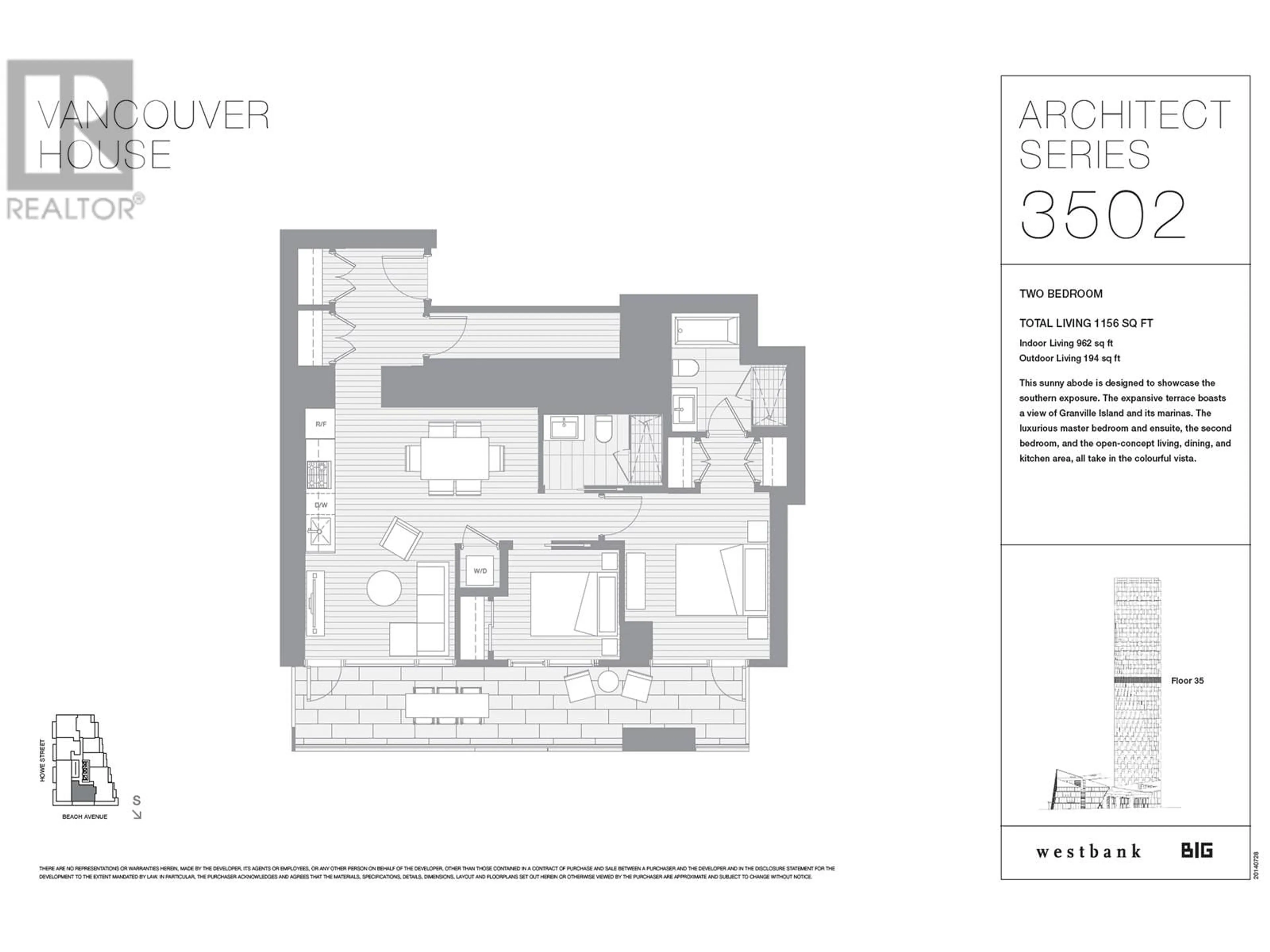 Floor plan for 3502 1480 HOWE STREET, Vancouver British Columbia V6Z0G5