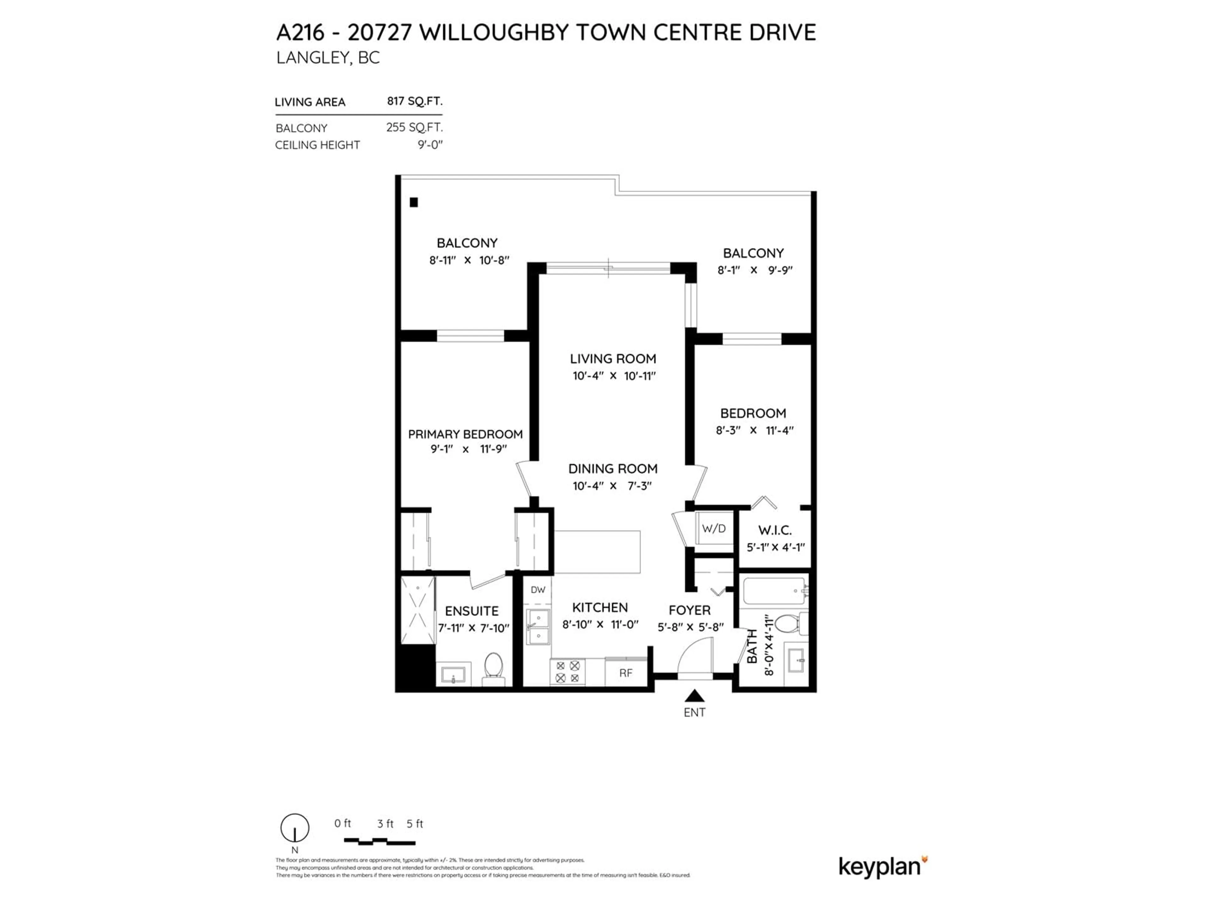 Floor plan for A216 - 20727 WILLOUGHBY TOWN CENTRE, Langley British Columbia V2Y3N1