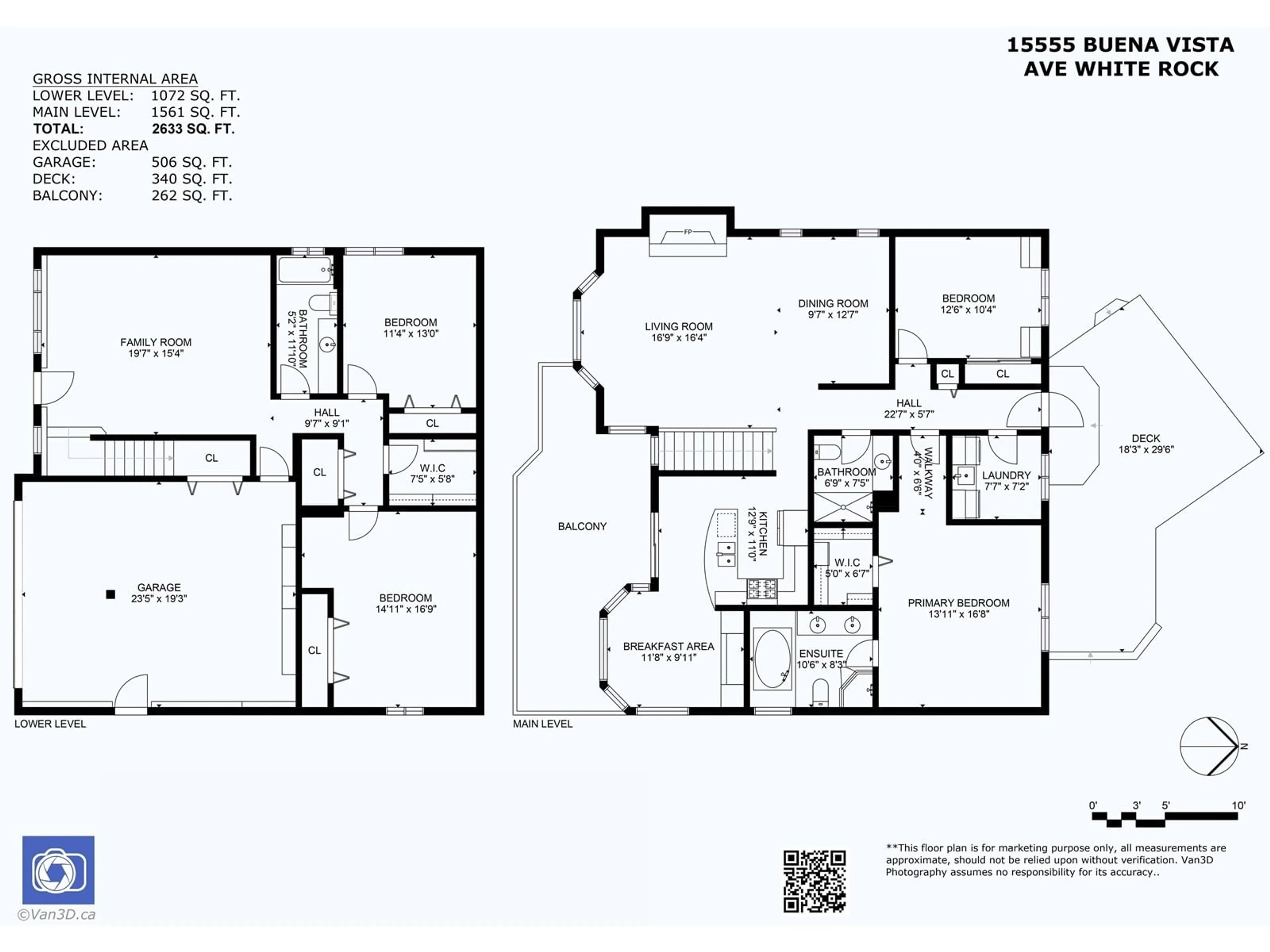 Floor plan for 15555 BUENA VISTA, White Rock British Columbia V4B1Y9