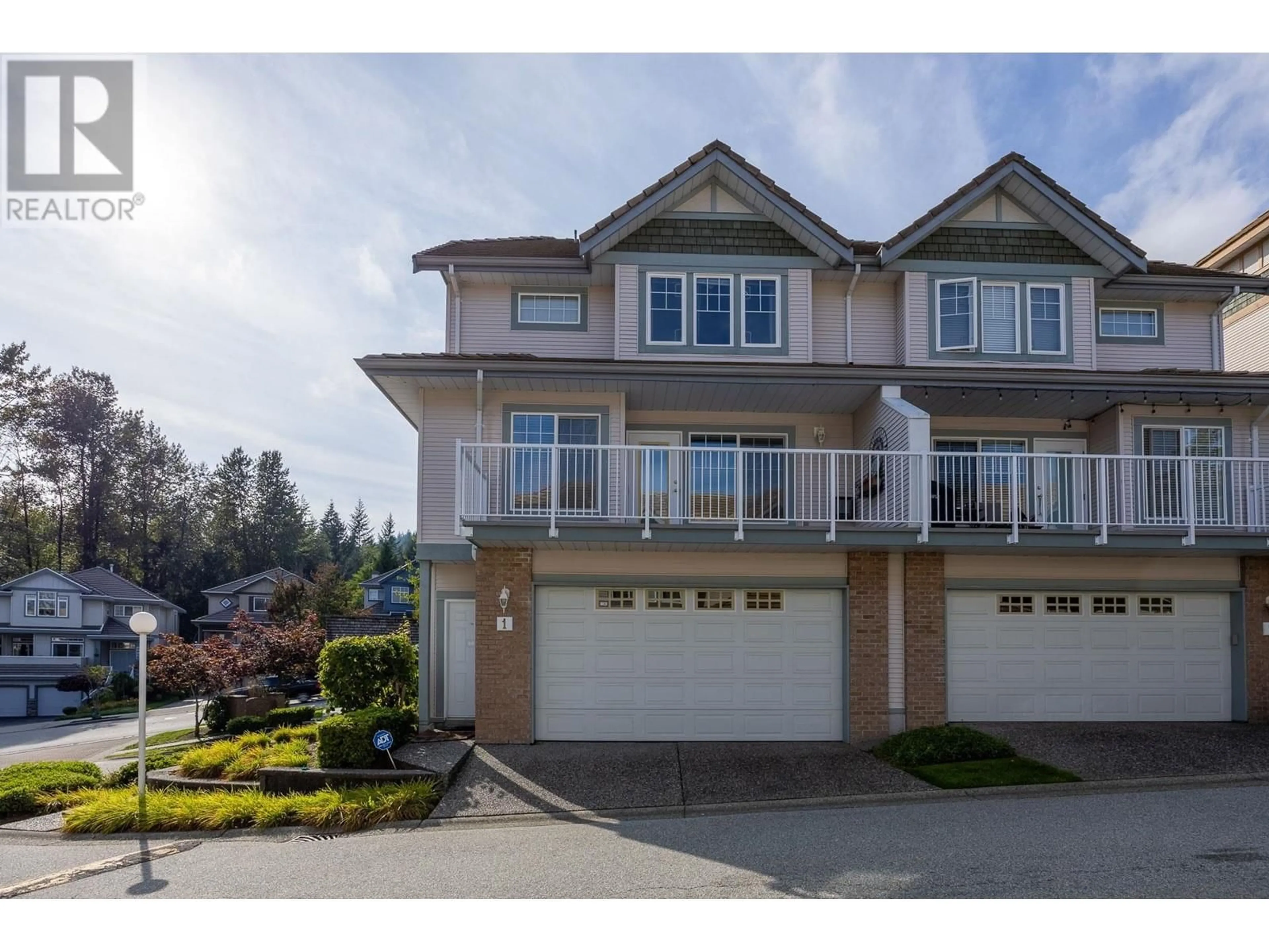 A pic from outside/outdoor area/front of a property/back of a property/a pic from drone, water/lake/river/ocean view for 1 1751 PADDOCK DRIVE, Coquitlam British Columbia V3E3M2