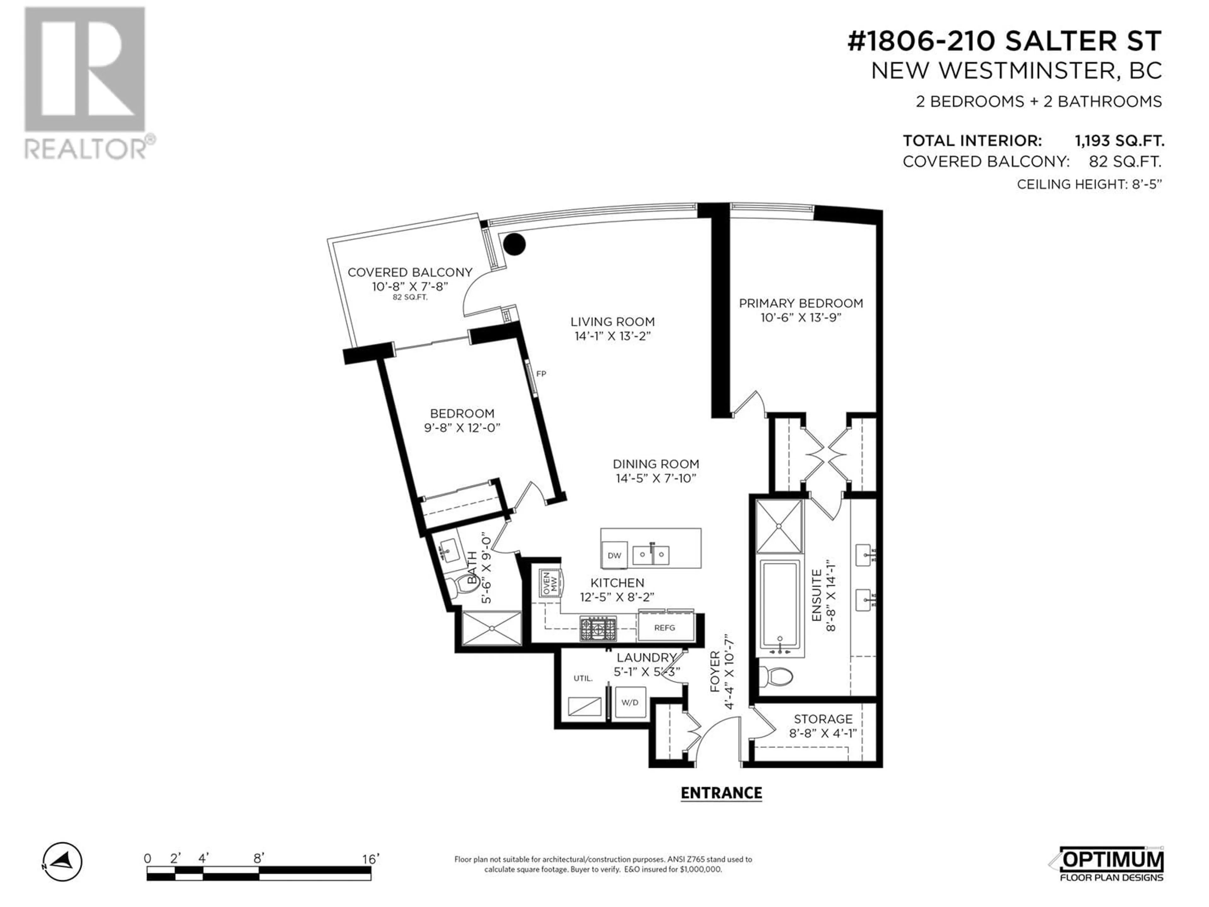 Floor plan for 1806 - 210 SALTER STREET, New Westminster British Columbia V3M0J9