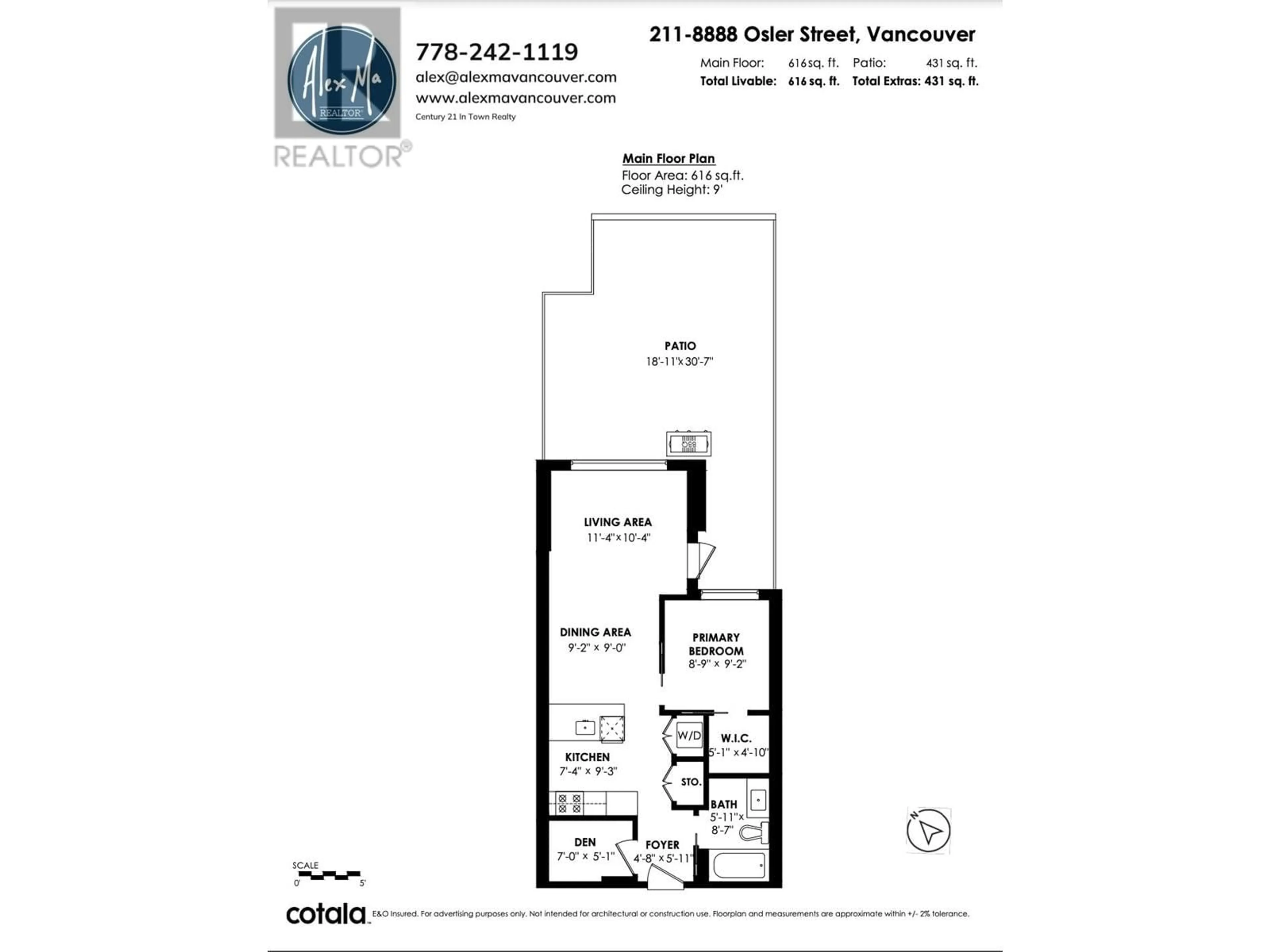 Floor plan for 211 8888 OSLER STREET, Vancouver British Columbia V6P4G2