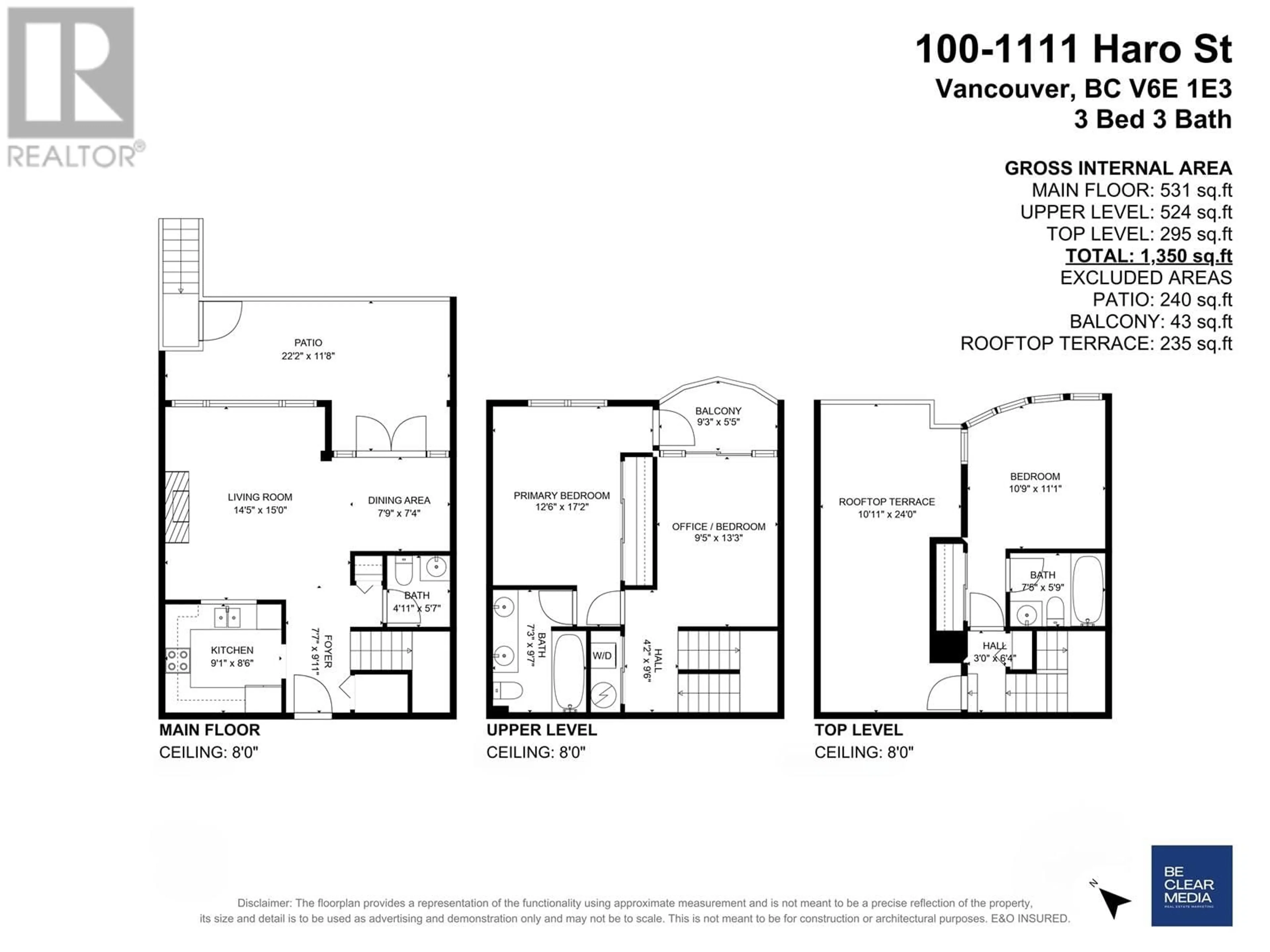 Floor plan for 100 1111 HARO STREET, Vancouver British Columbia V6E1E3