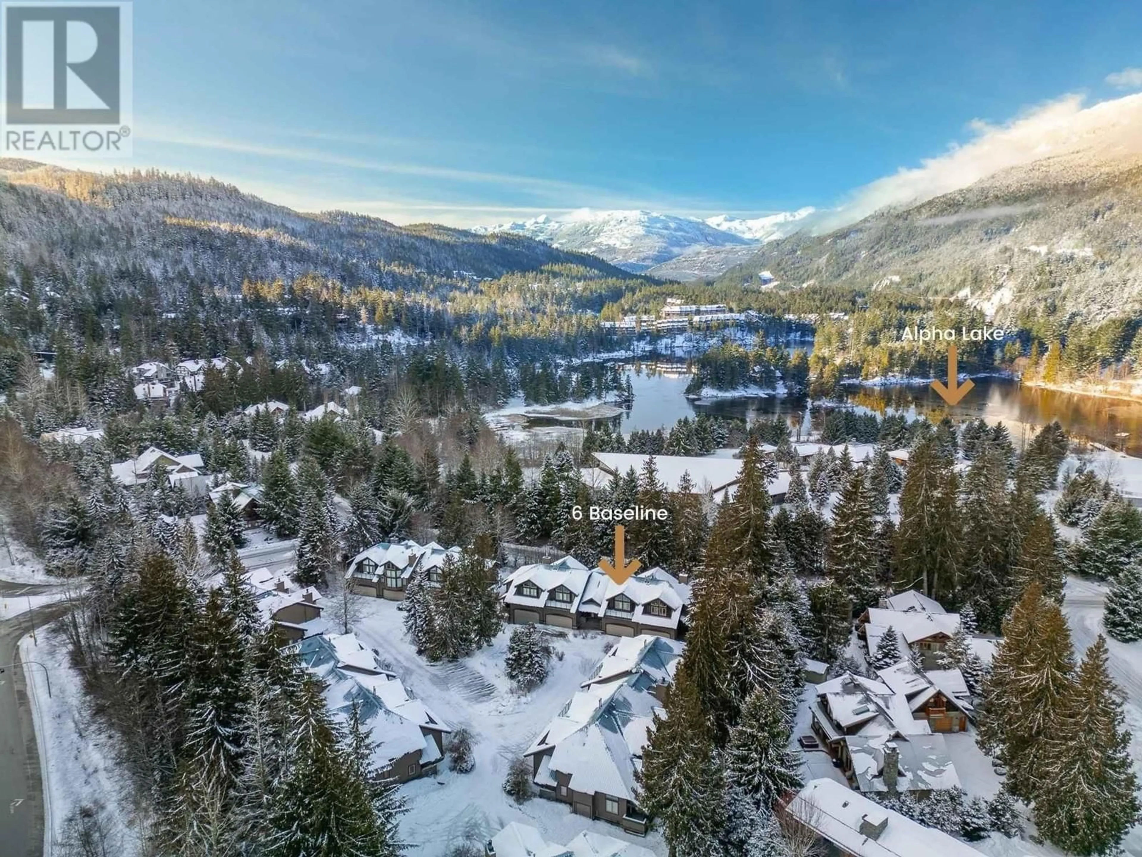 A pic from outside/outdoor area/front of a property/back of a property/a pic from drone, mountain view for 6 2200 TAYLOR WAY, Whistler British Columbia V0N1B2