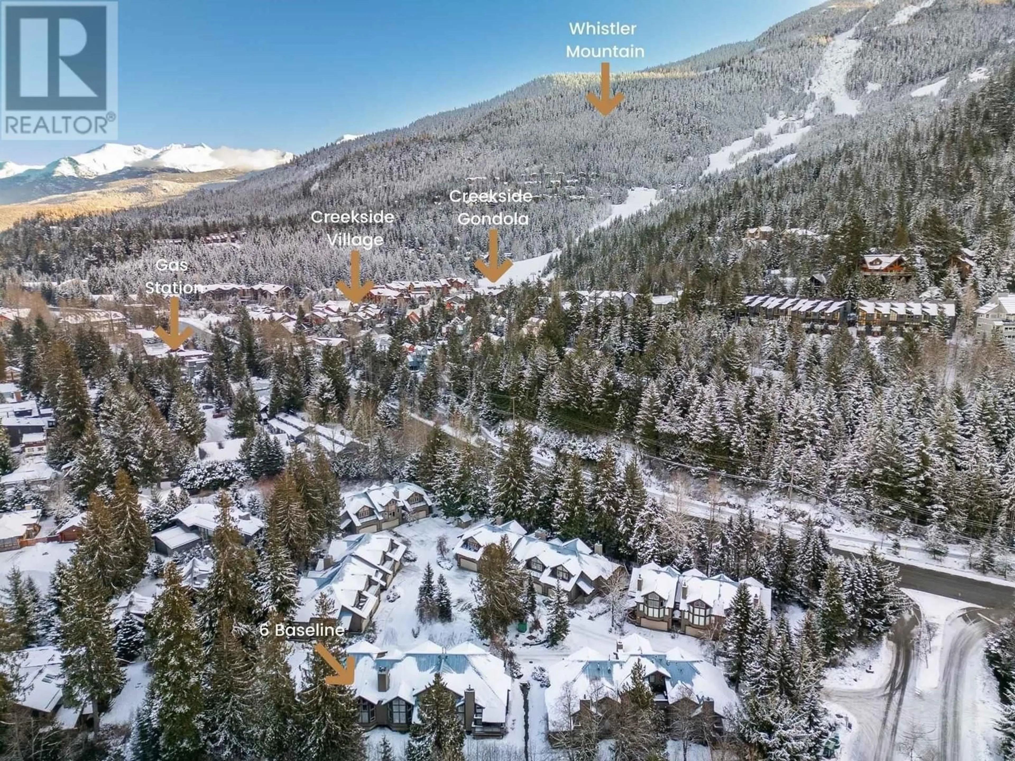 A pic from outside/outdoor area/front of a property/back of a property/a pic from drone, mountain view for 6 2200 TAYLOR WAY, Whistler British Columbia V0N1B2