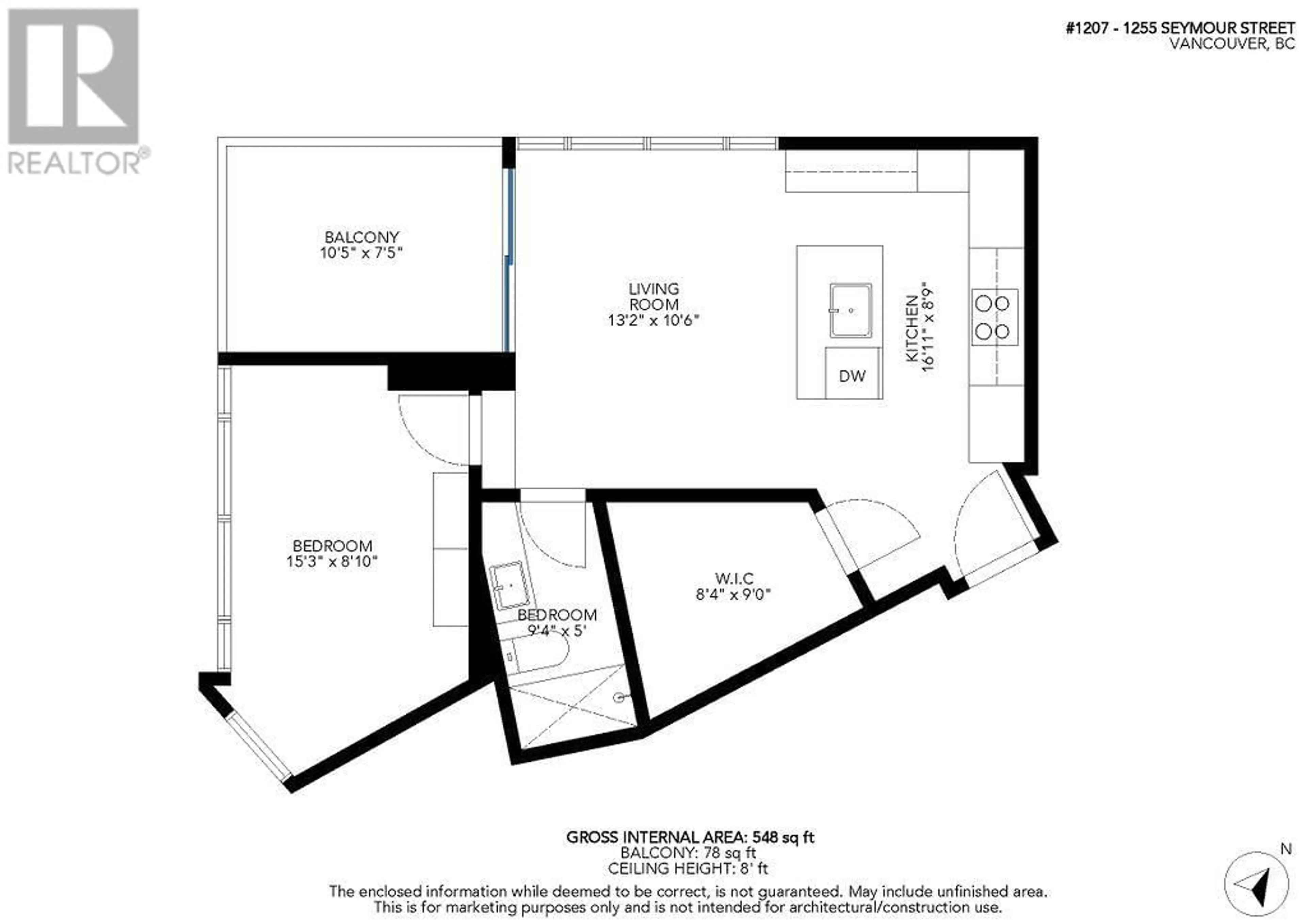 Floor plan for 1207 1255 SEYMOUR STREET, Vancouver British Columbia V6B0H1