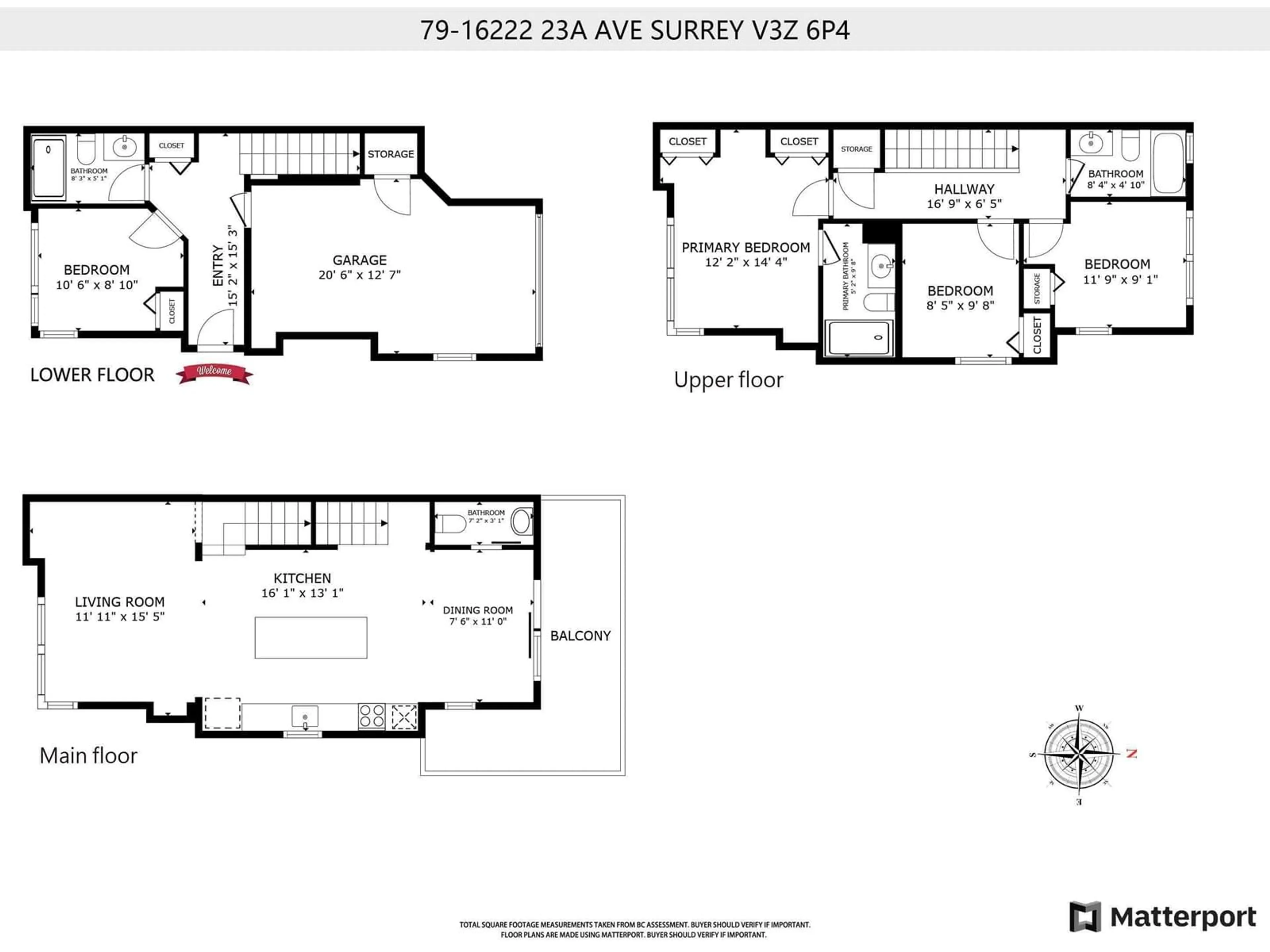 Floor plan for 79 16222 23A AVENUE, Surrey British Columbia V3Z6P4