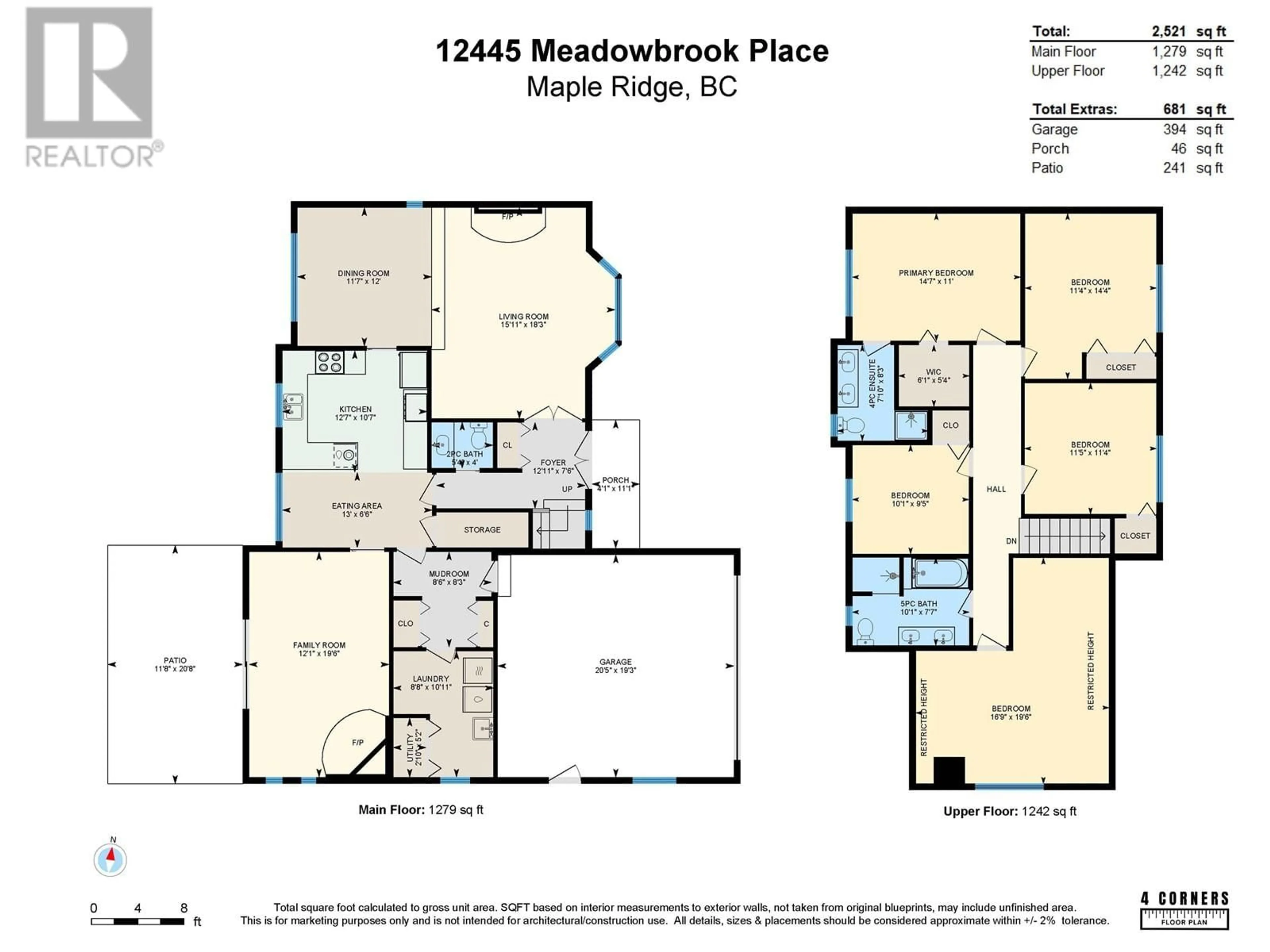 Floor plan for 12445 MEADOWBROOK PLACE, Maple Ridge British Columbia V4R2H6