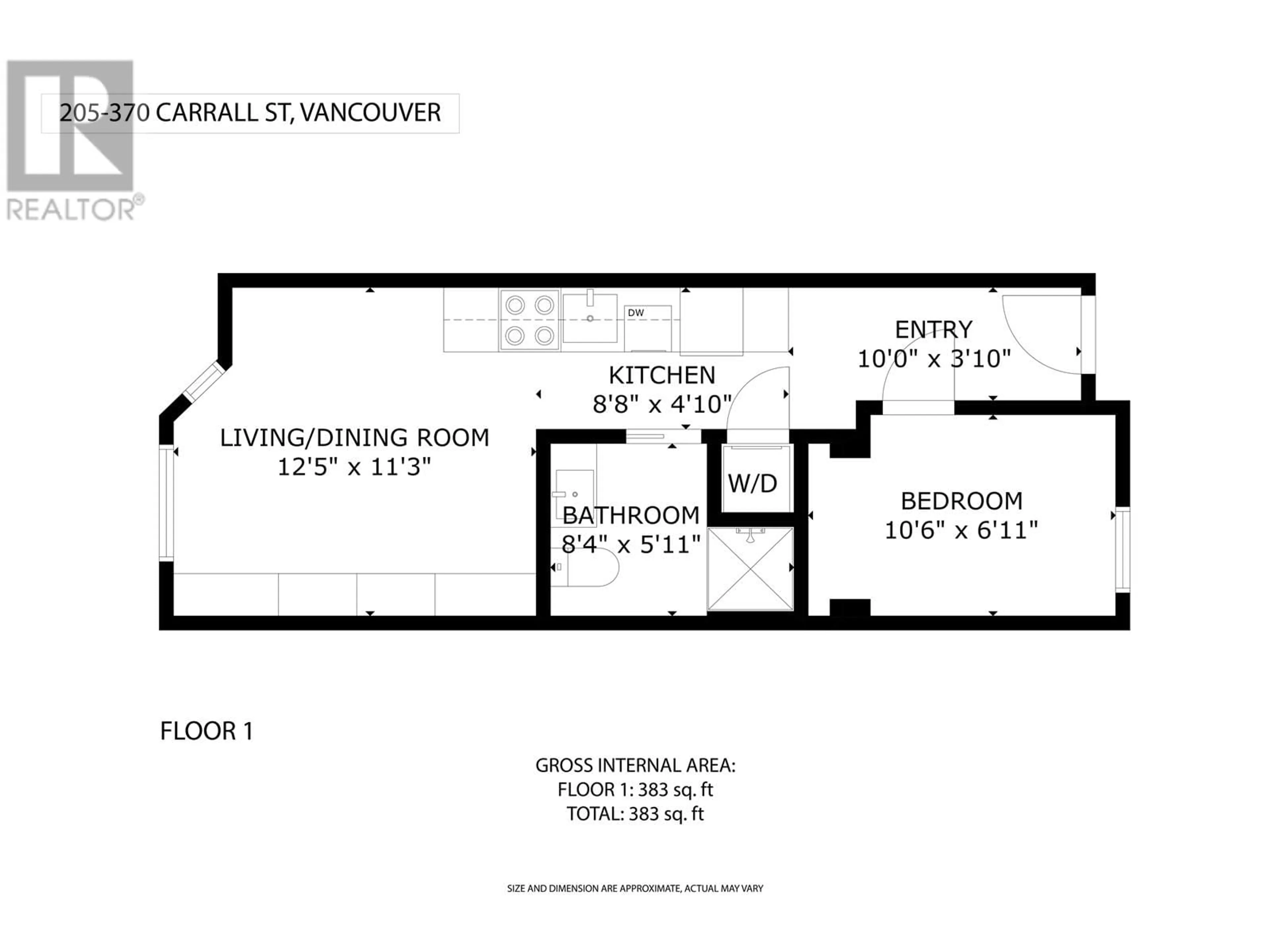 Floor plan for 205 370 CARRALL STREET, Vancouver British Columbia V6B2J3