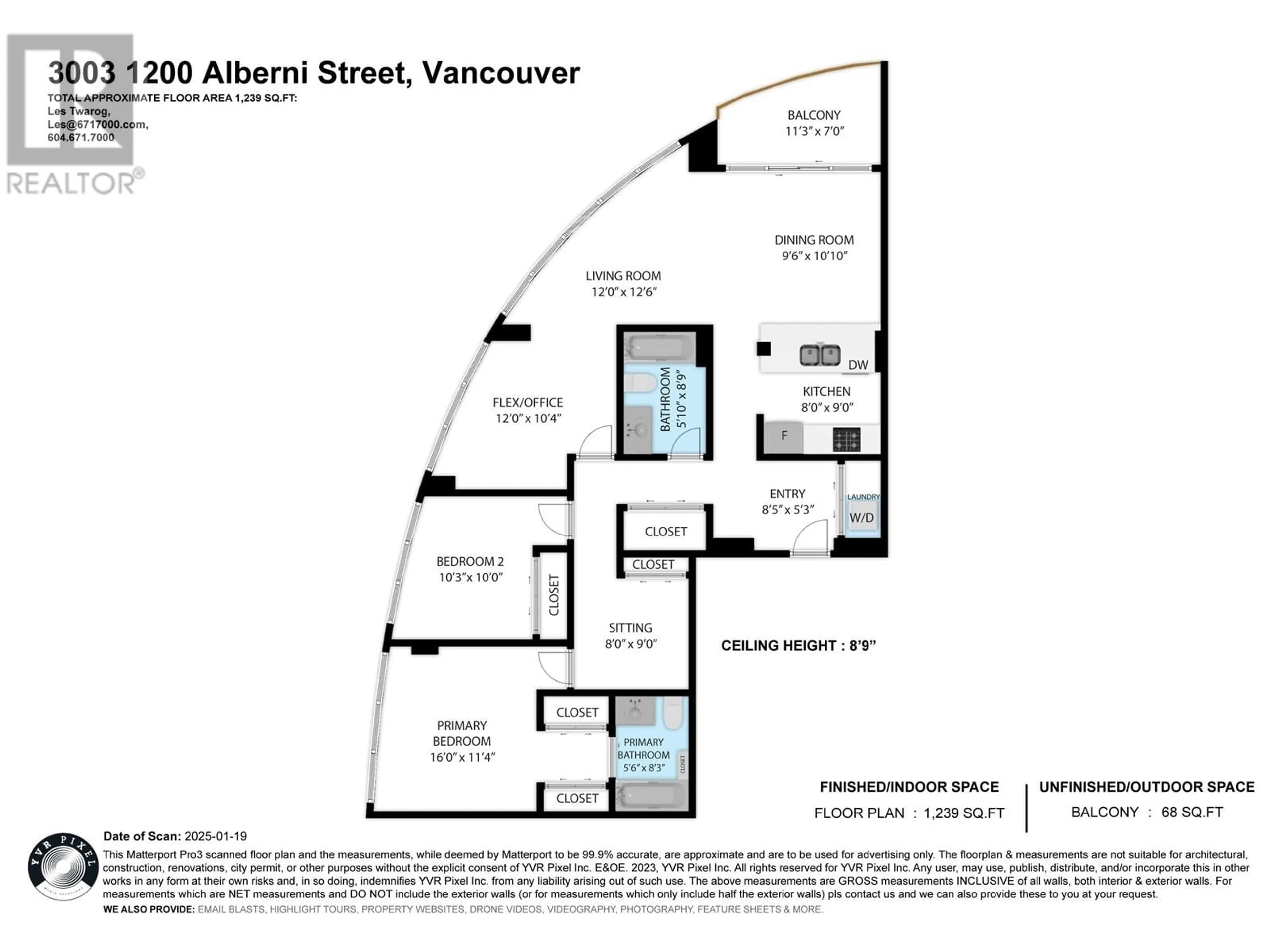 Floor plan for 3003 1200 ALBERNI STREET, Vancouver British Columbia V6E1A6