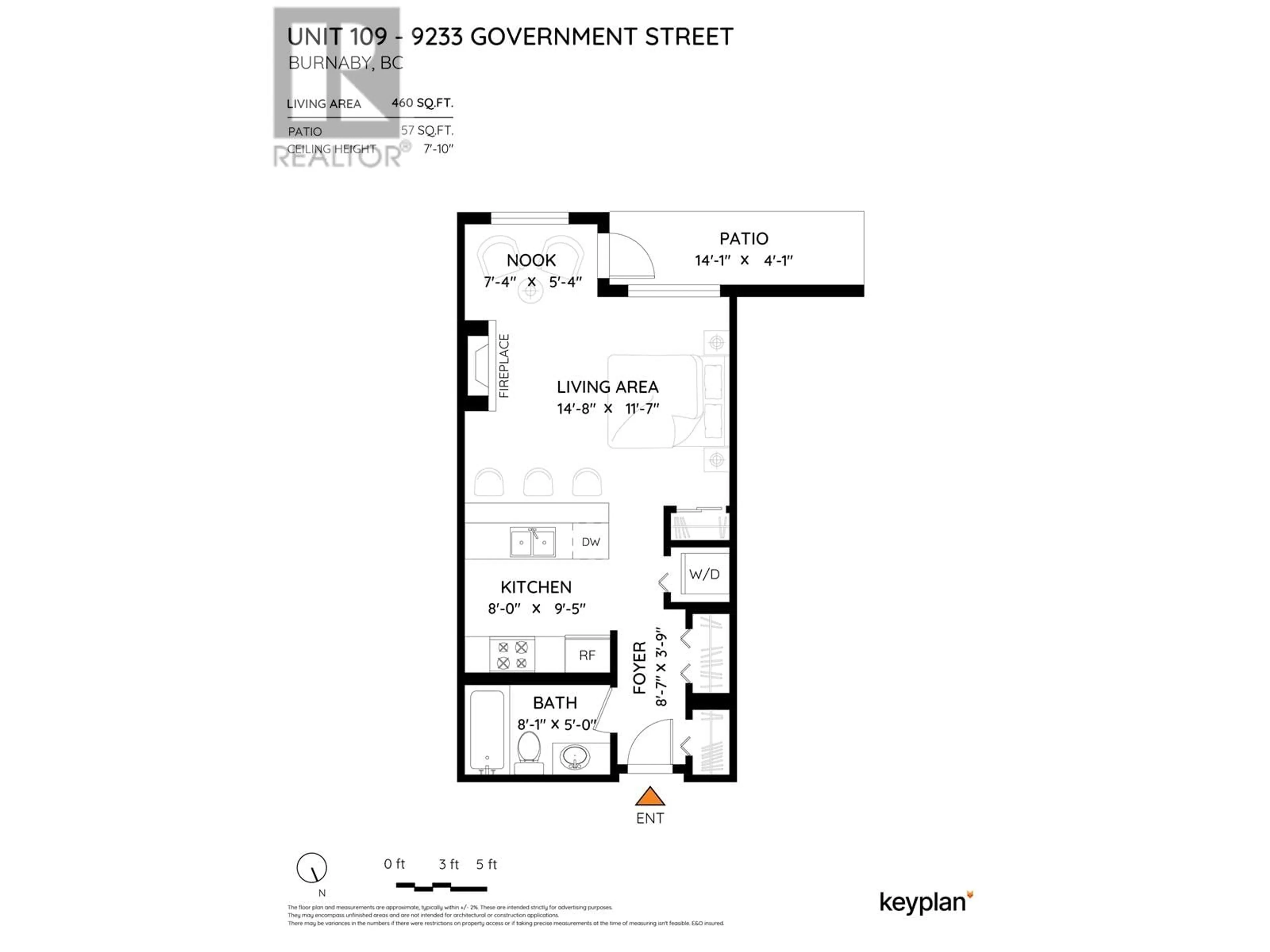 Floor plan for 109 9233 GOVERNMENT STREET, Burnaby British Columbia V3N0A3