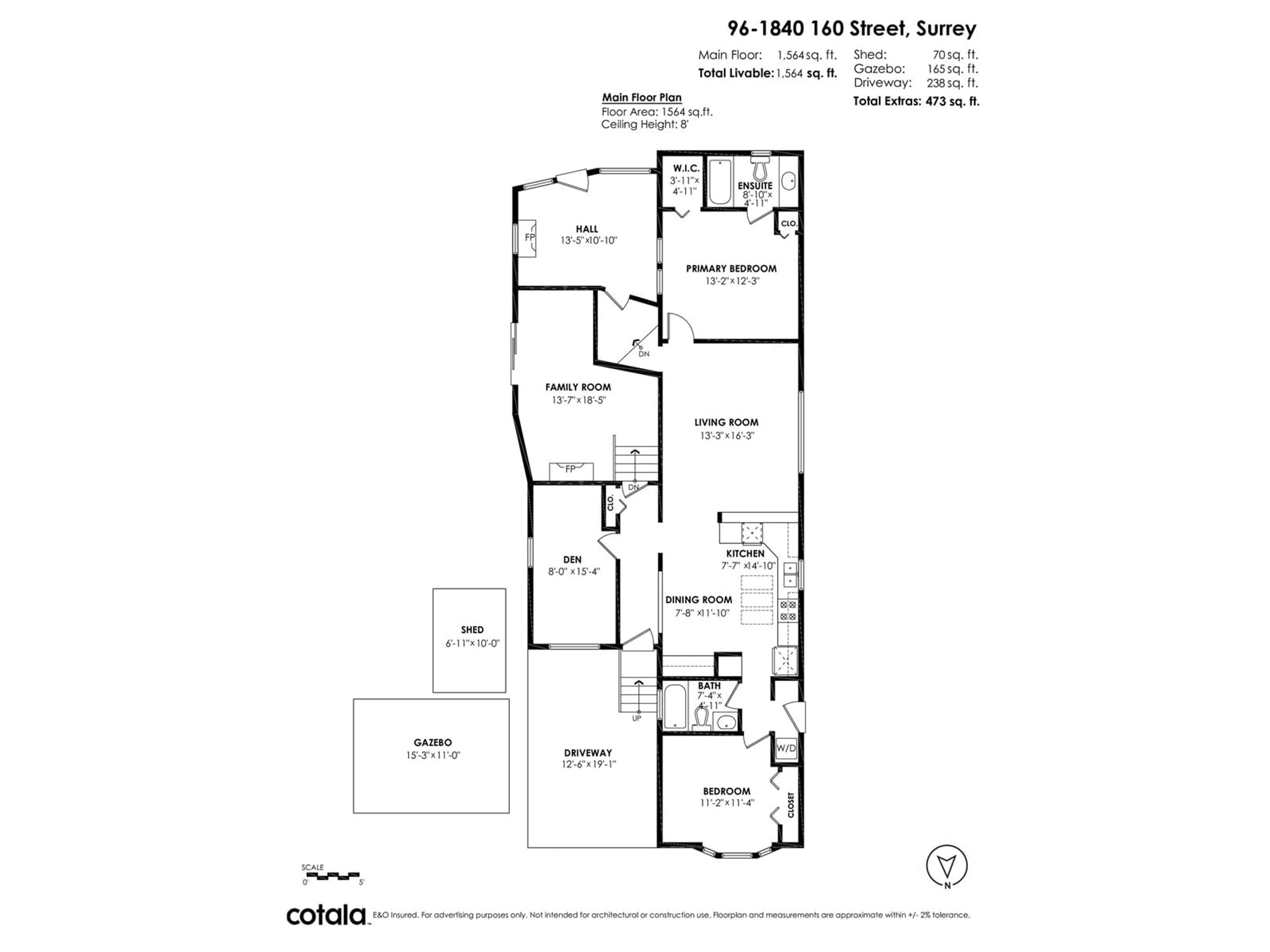 Floor plan for 96 - 1840 160, Surrey British Columbia V4A4X4