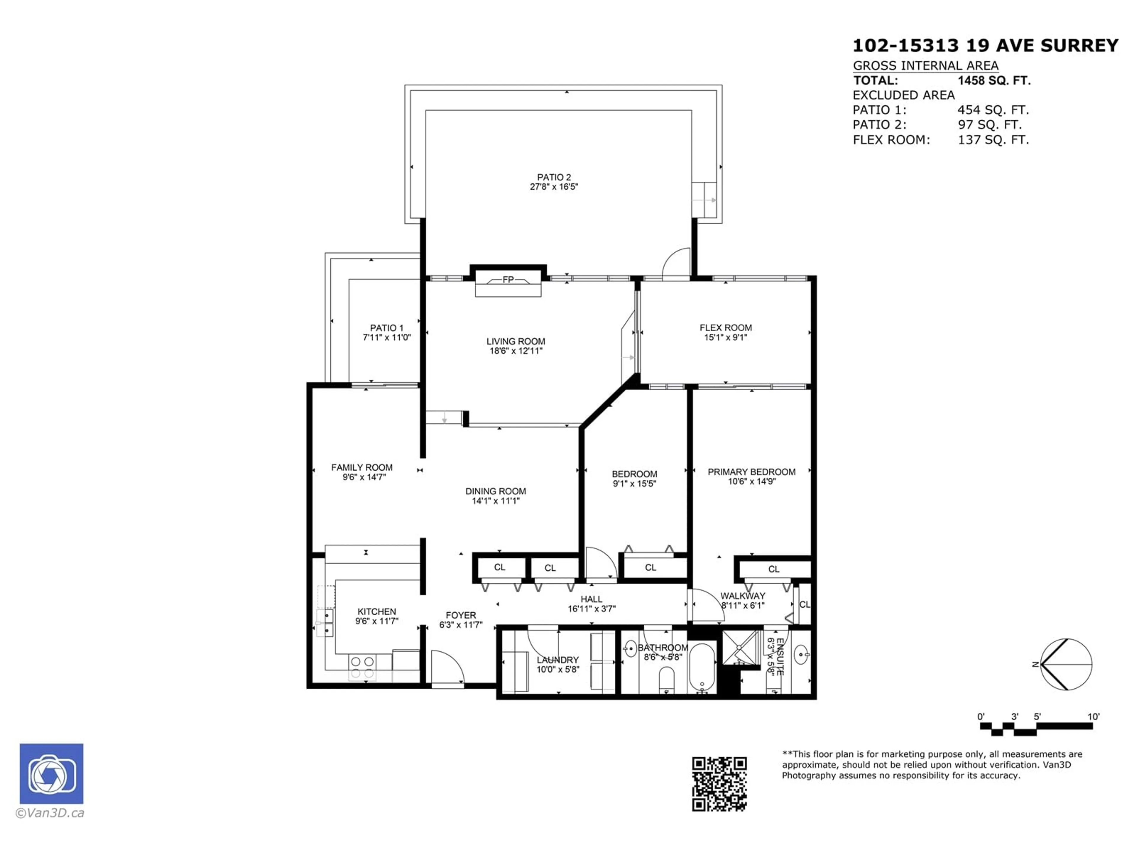 Floor plan for 102 15313 19 AVENUE, Surrey British Columbia V4A1X6